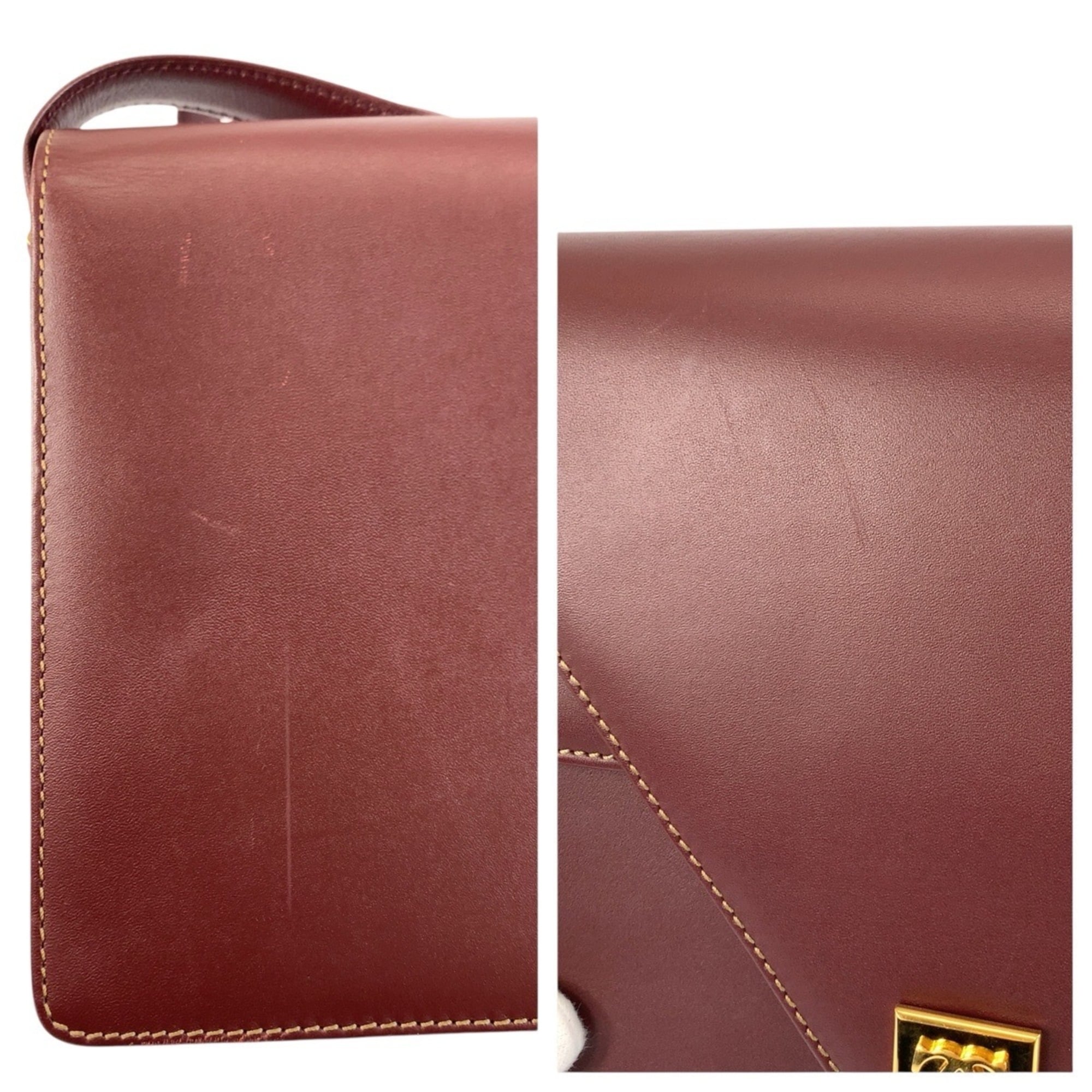 Cartier Bordeaux Leather Pochette Shoulder Bag (Pre-Owned)