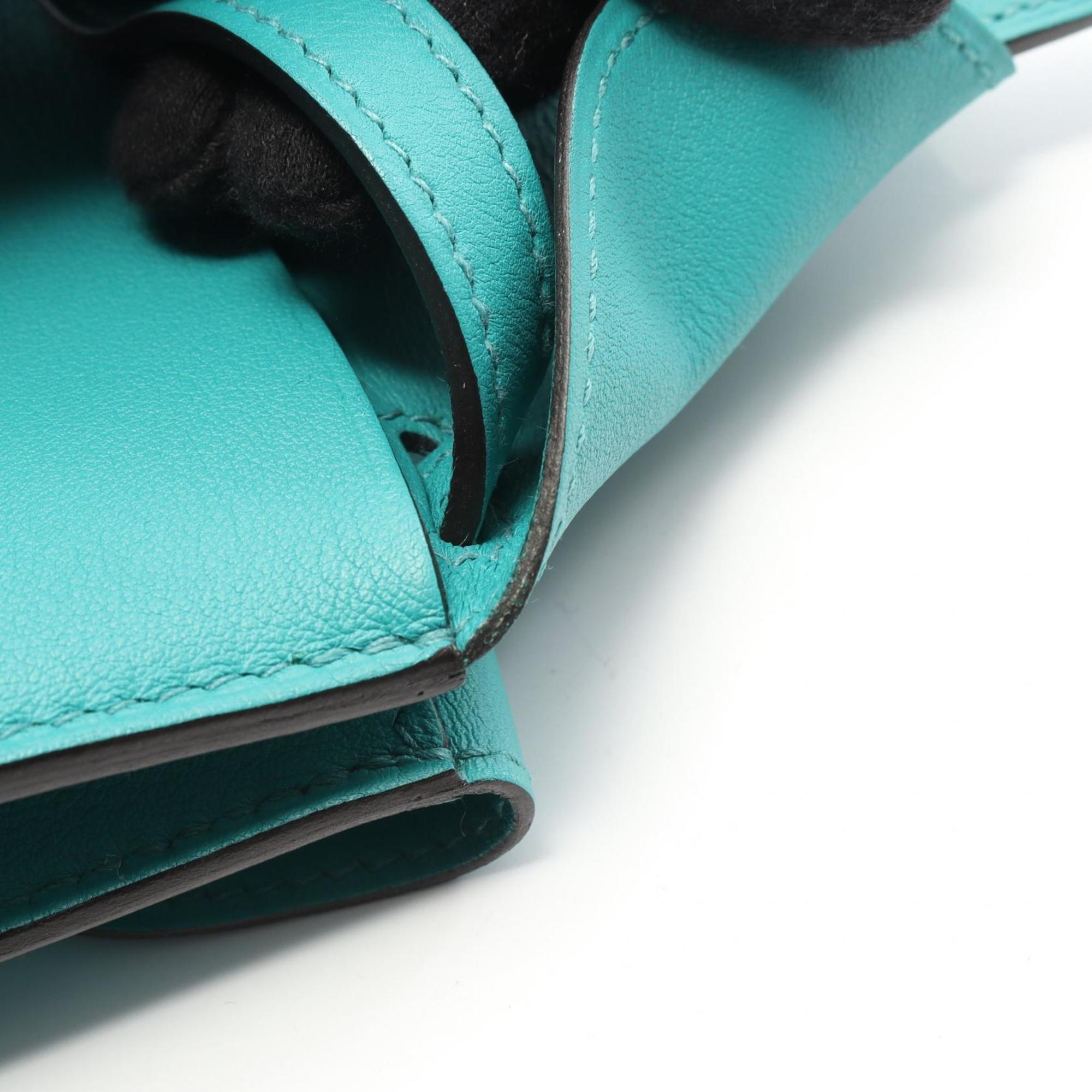 Hermes Alezan Blue Paon Green Swift Leather Handbag (Pre-Owned)