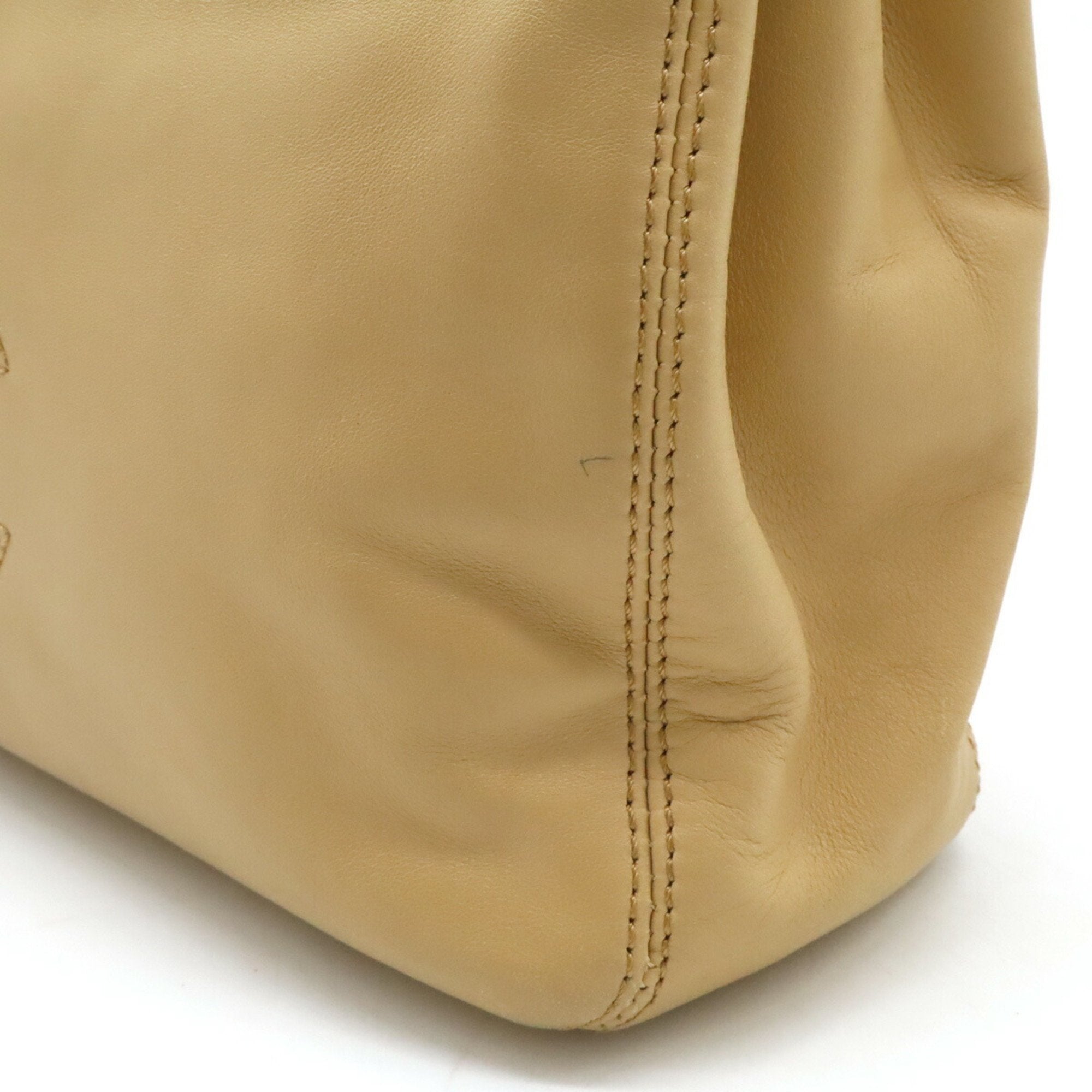 Chanel Beige Brown Leather Plastic Handbag (Pre-Owned)