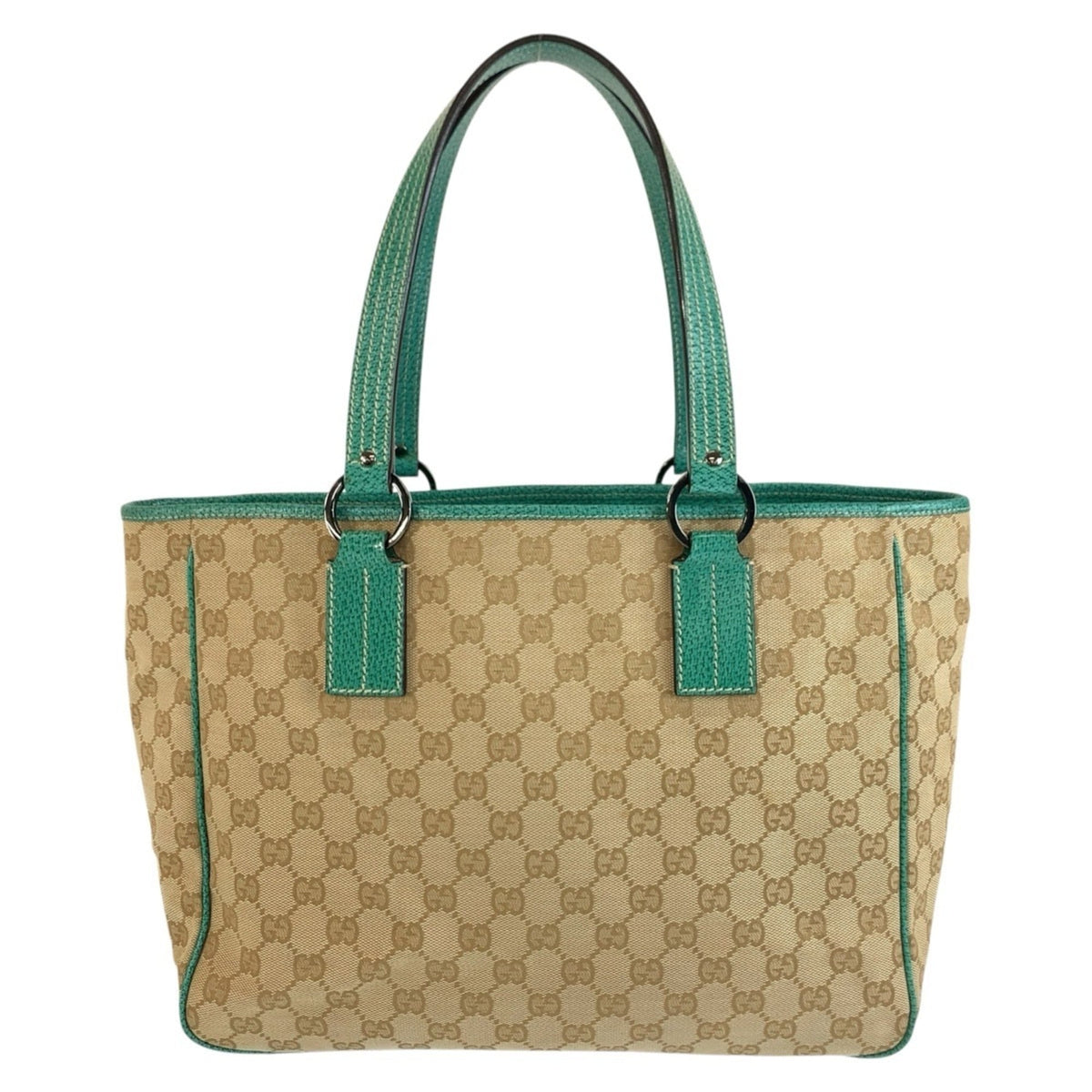 Gucci Gg Canvas Beige Green Gg Canvas Shoulder Bag Tote Bag (Pre-Owned)