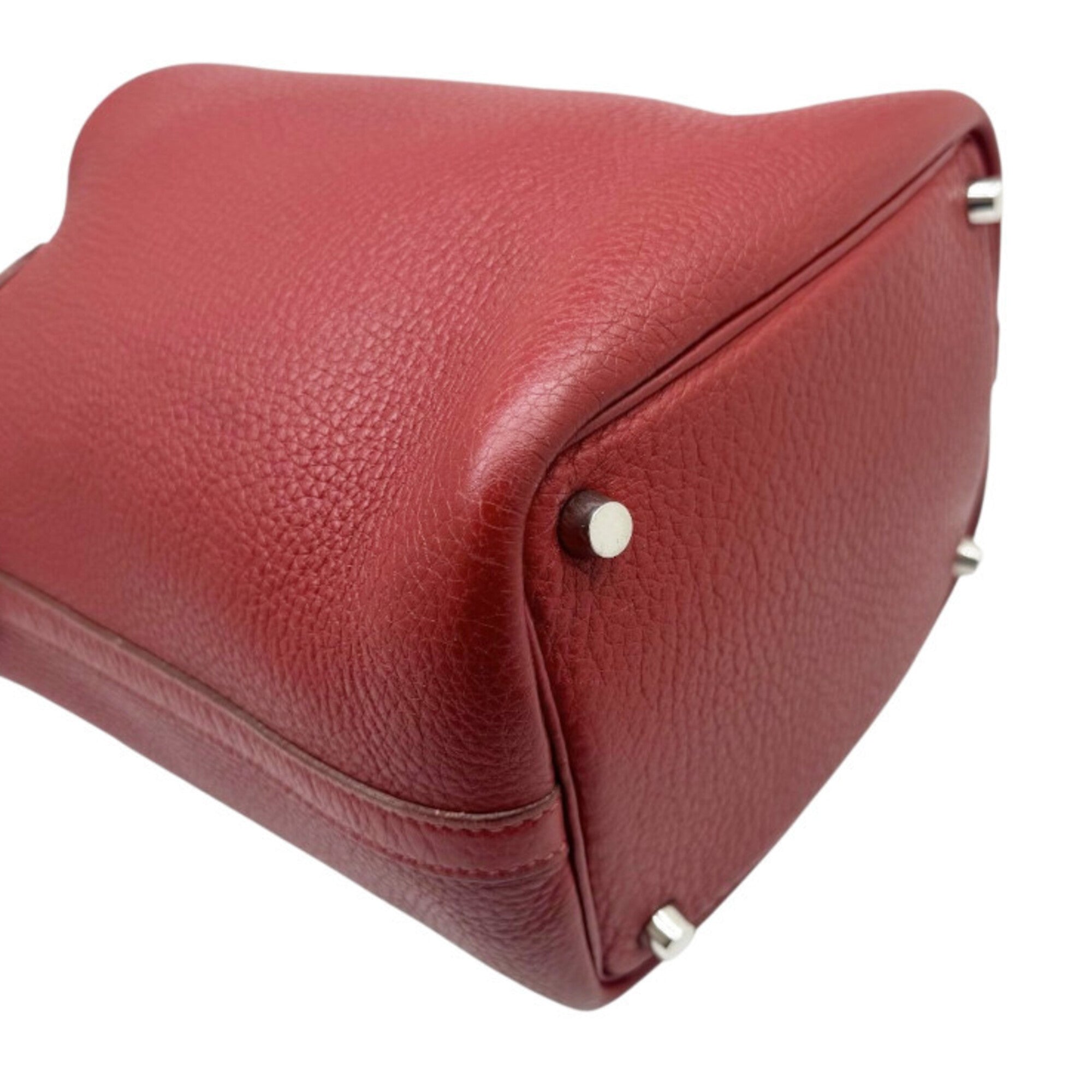 Hermes Rouge Garance Taurillon Clemence Leather Handbag (Pre-Owned)