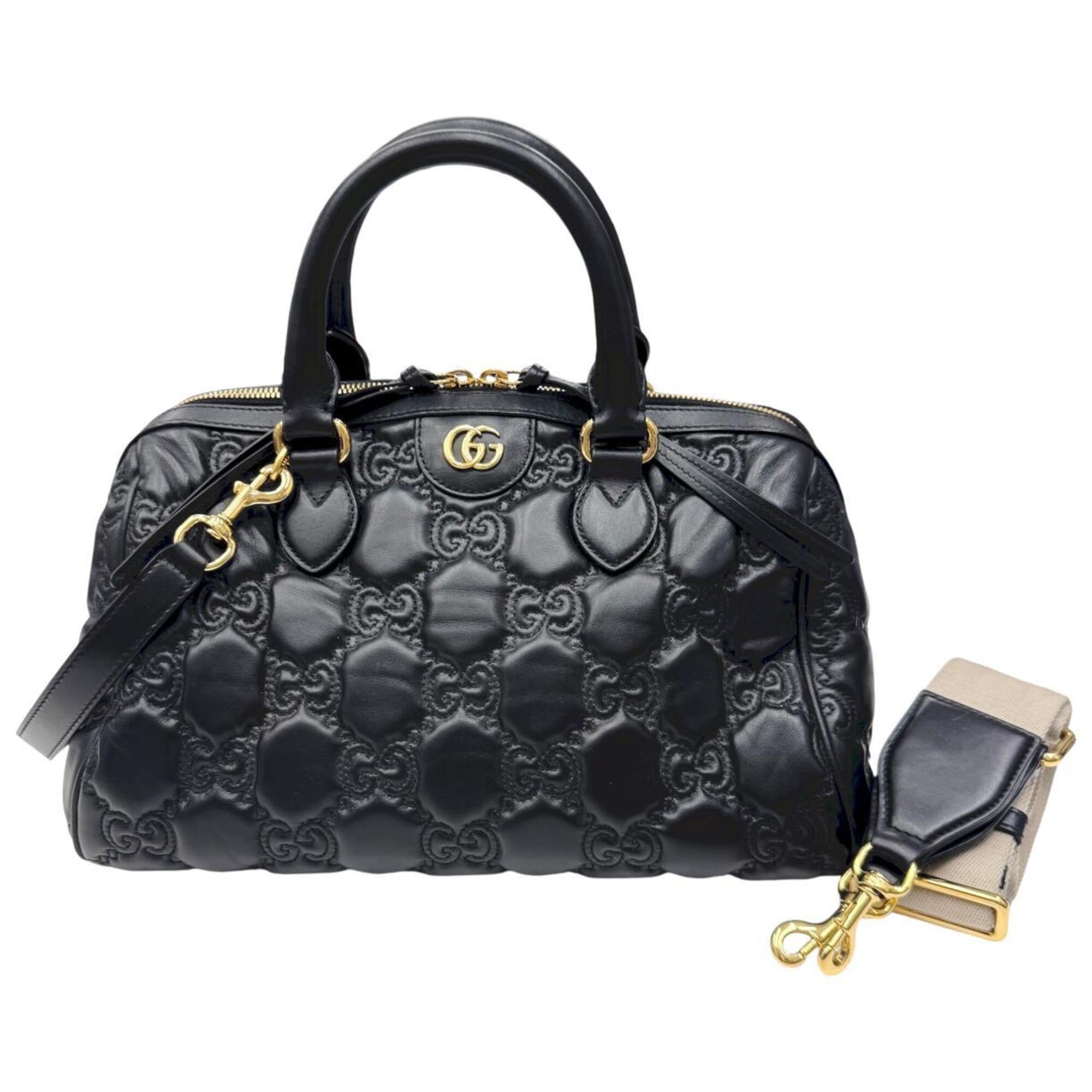 Gucci Black Leather Handbag Shoulder Bag (Pre-Owned)