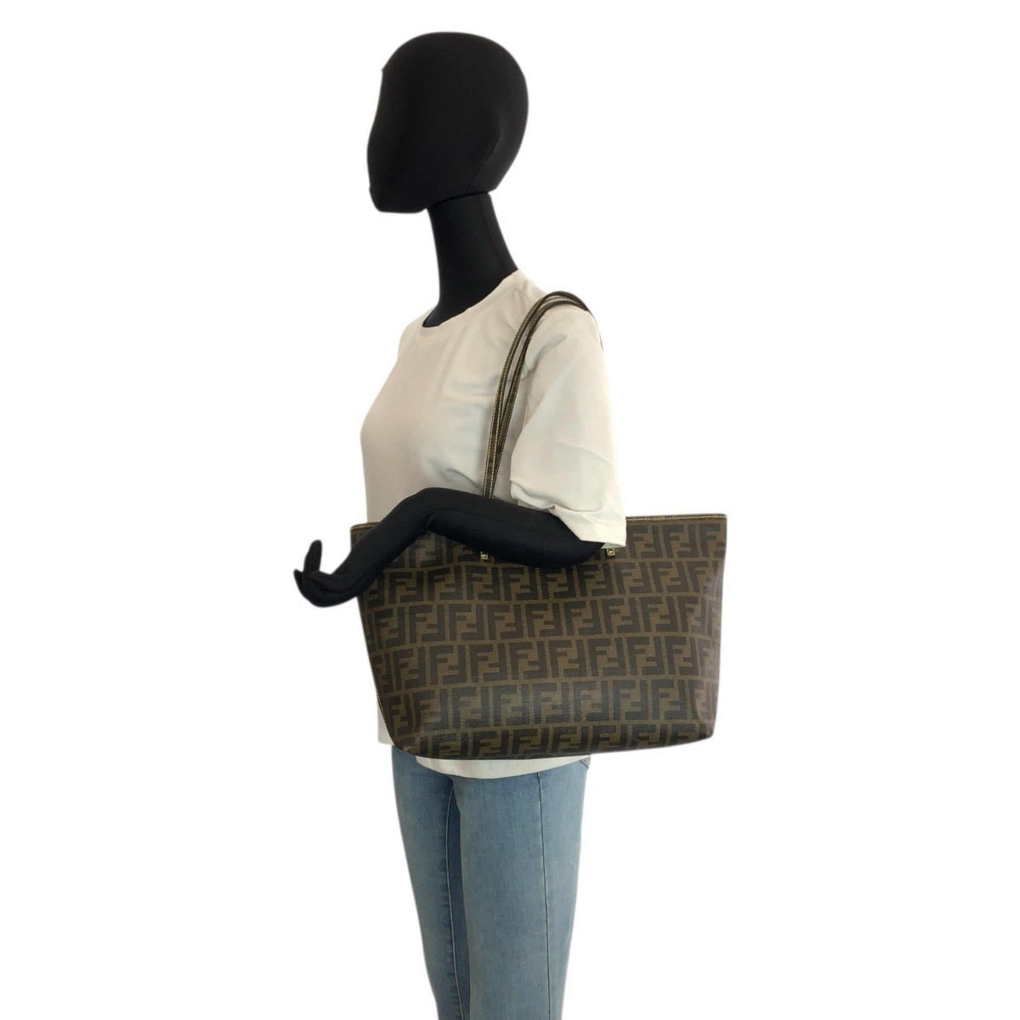 Fendi Zucca Brown Yellow Pvc Shoulder Bag Tote Bag (Pre-Owned)