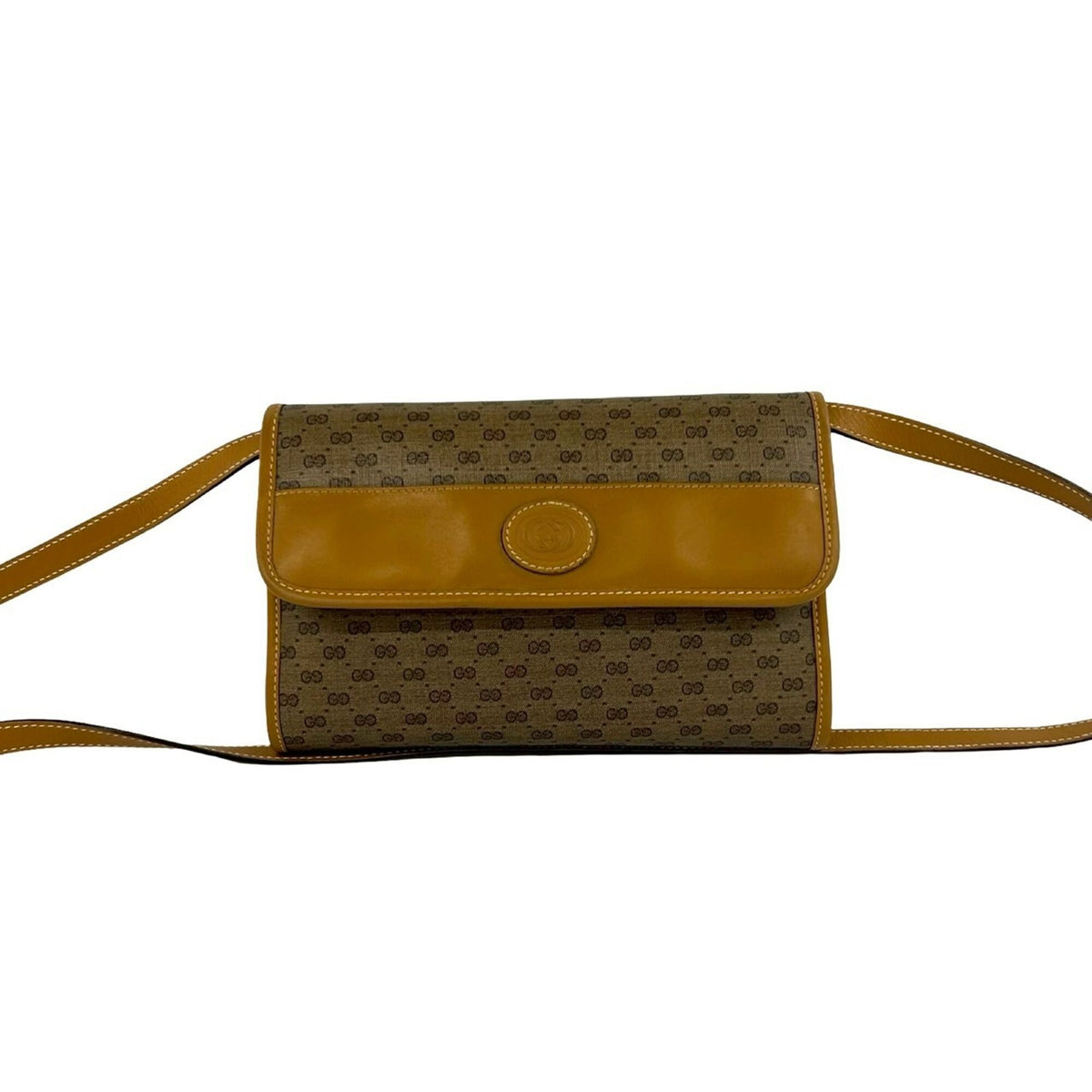 Gucci Brown Leather Pvc Pochette Shoulder Bag (Pre-Owned)