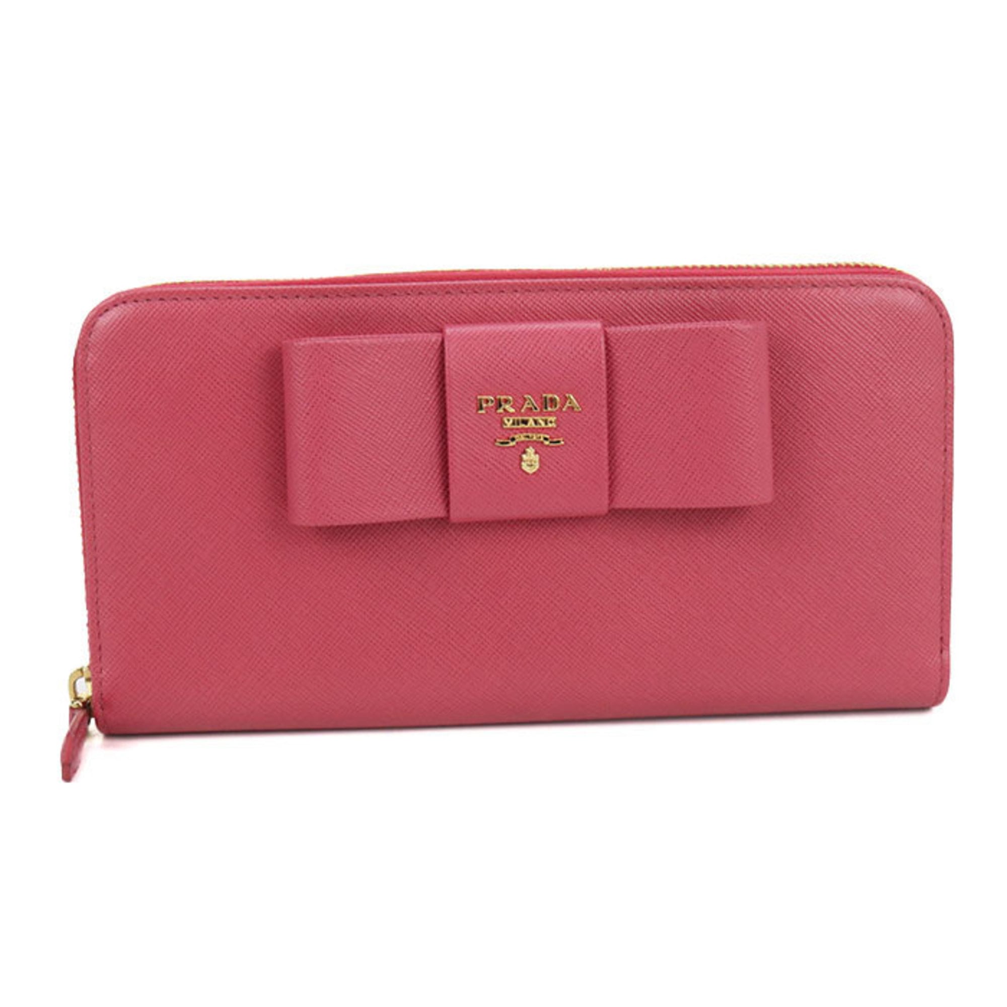 Prada Pink Leather Long Wallet (Bi-Fold) (Pre-Owned)