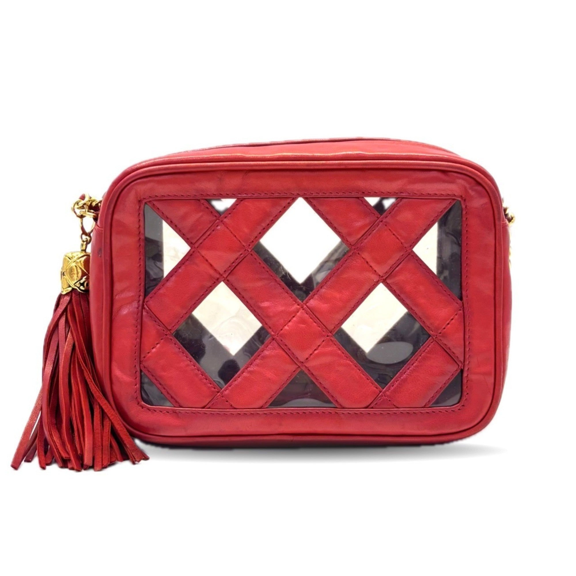 Chanel Red Color Leather Shoulder Bag (Pre-Owned)