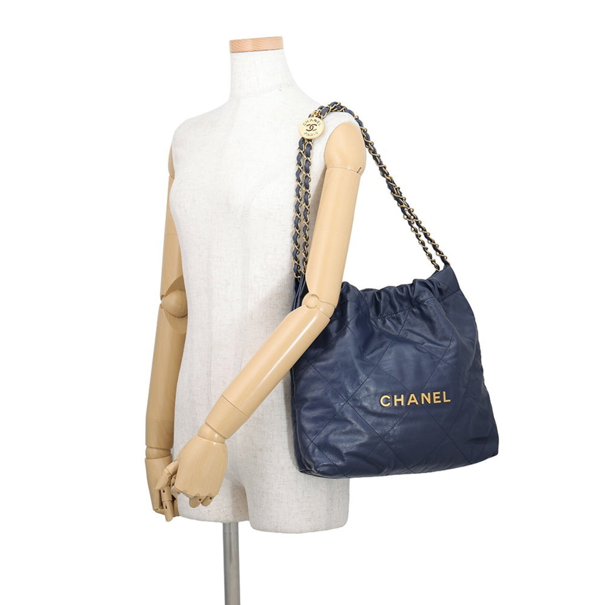 Chanel Matelasse Navy Leather Handbag Pouch (Pre-Owned)