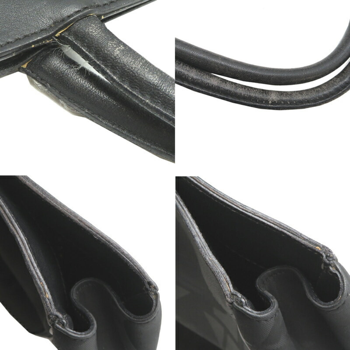 Salvatore Ferragamo Black Leather Canvas Tote Bag (Pre-Owned)