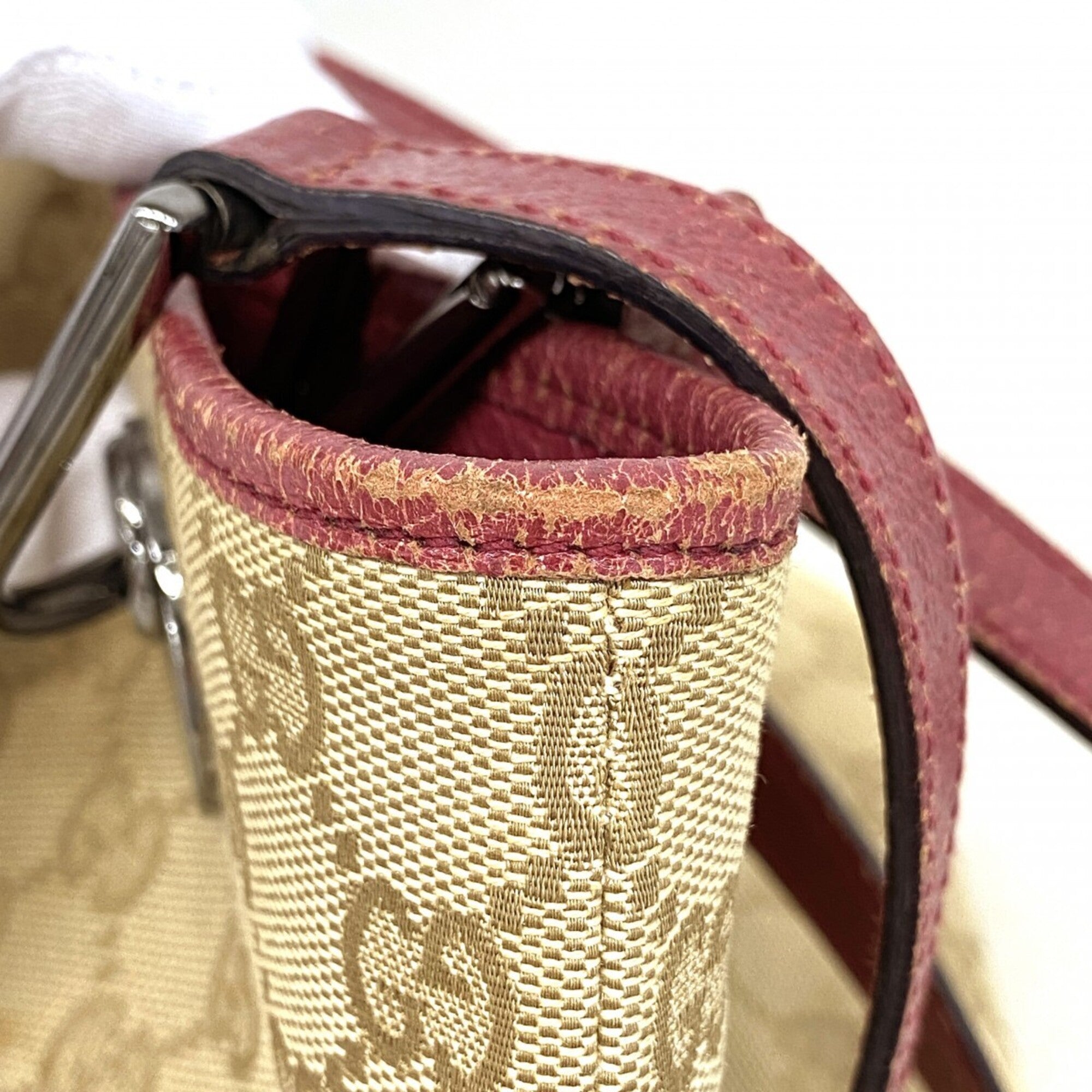 Gucci Beige Bordeaux Canvas Tote Bag (Pre-Owned)