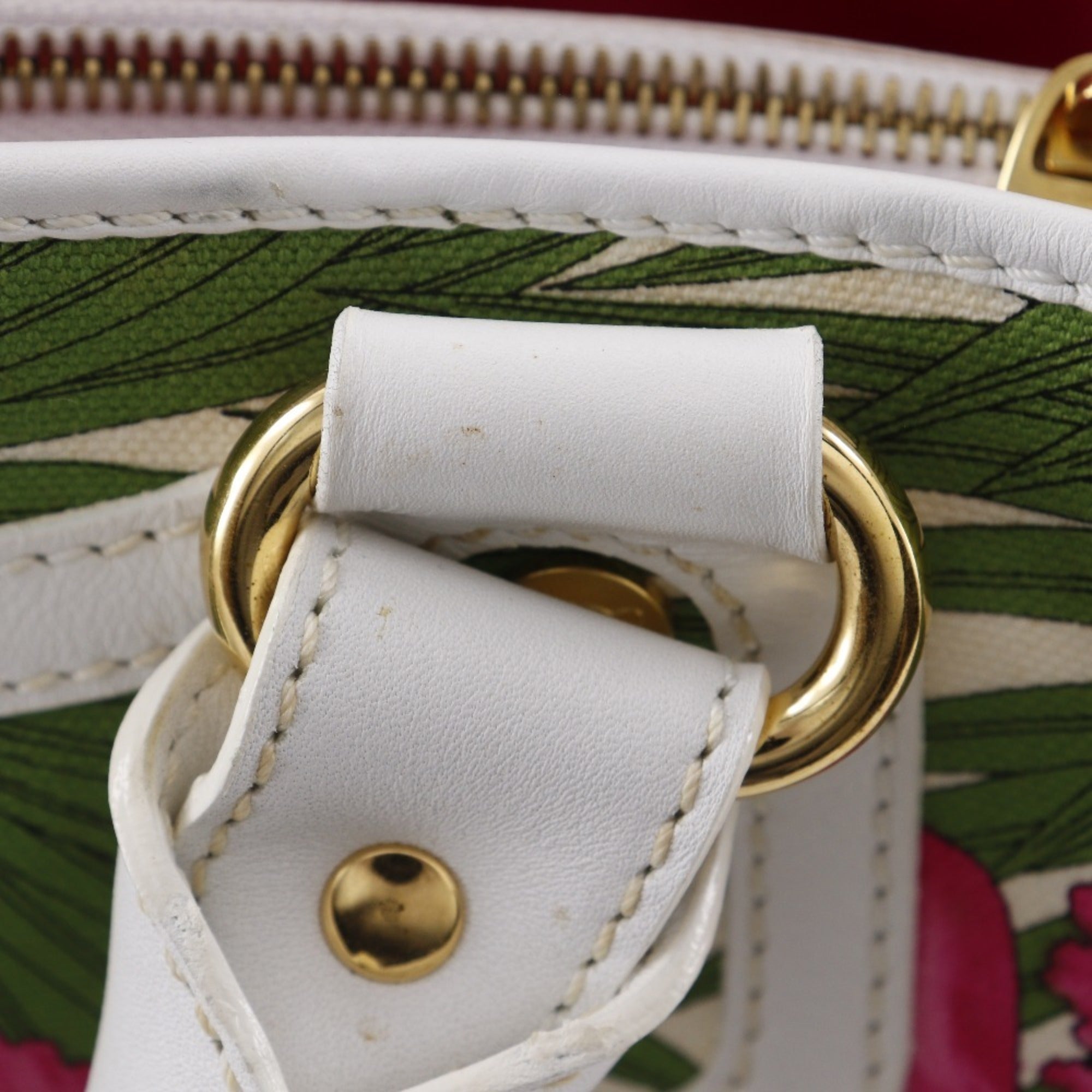 Celine Boogie White Canvas Handbag (Pre-Owned)