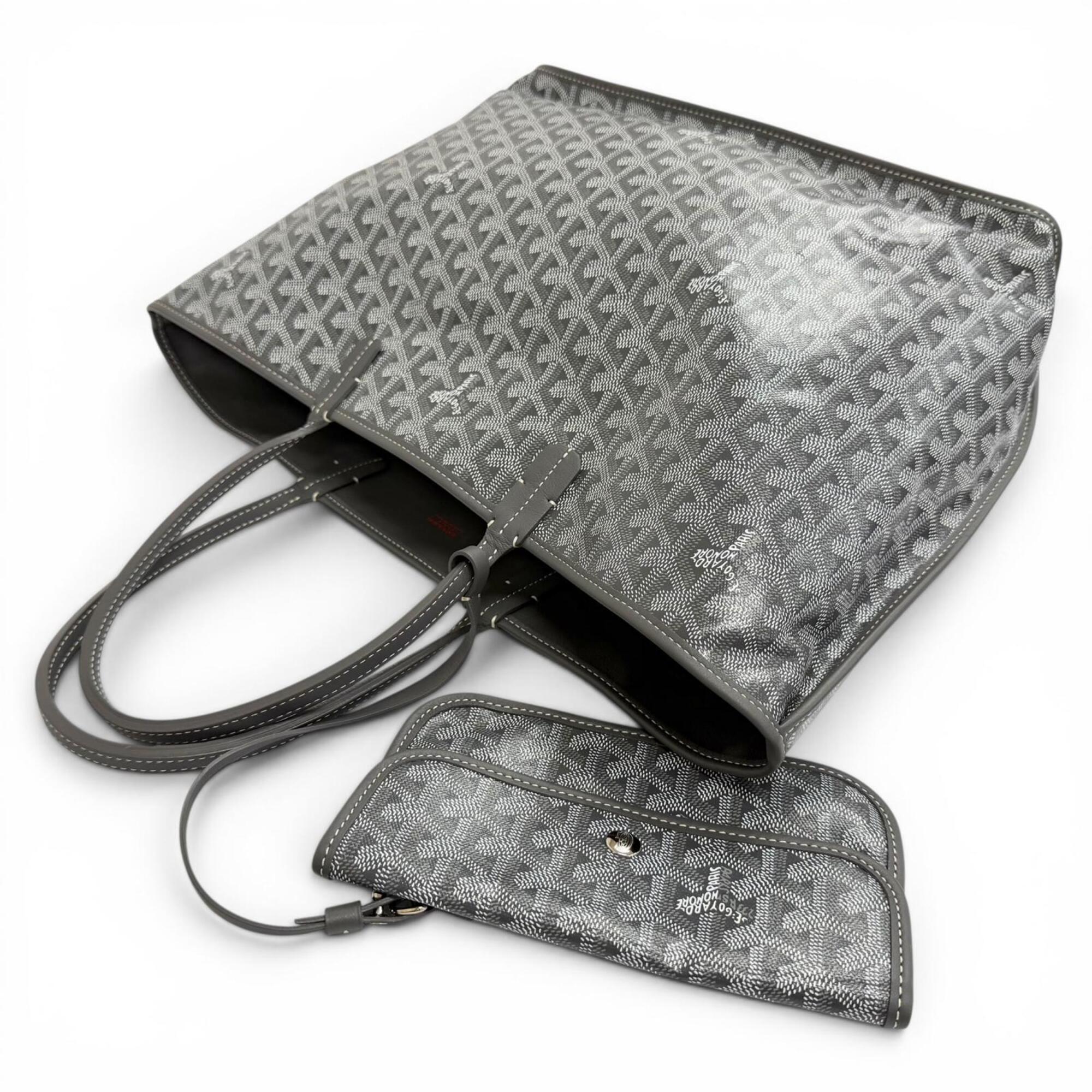 Goyard Gray Leather Canvas Pouch Tote Bag (Pre-Owned)