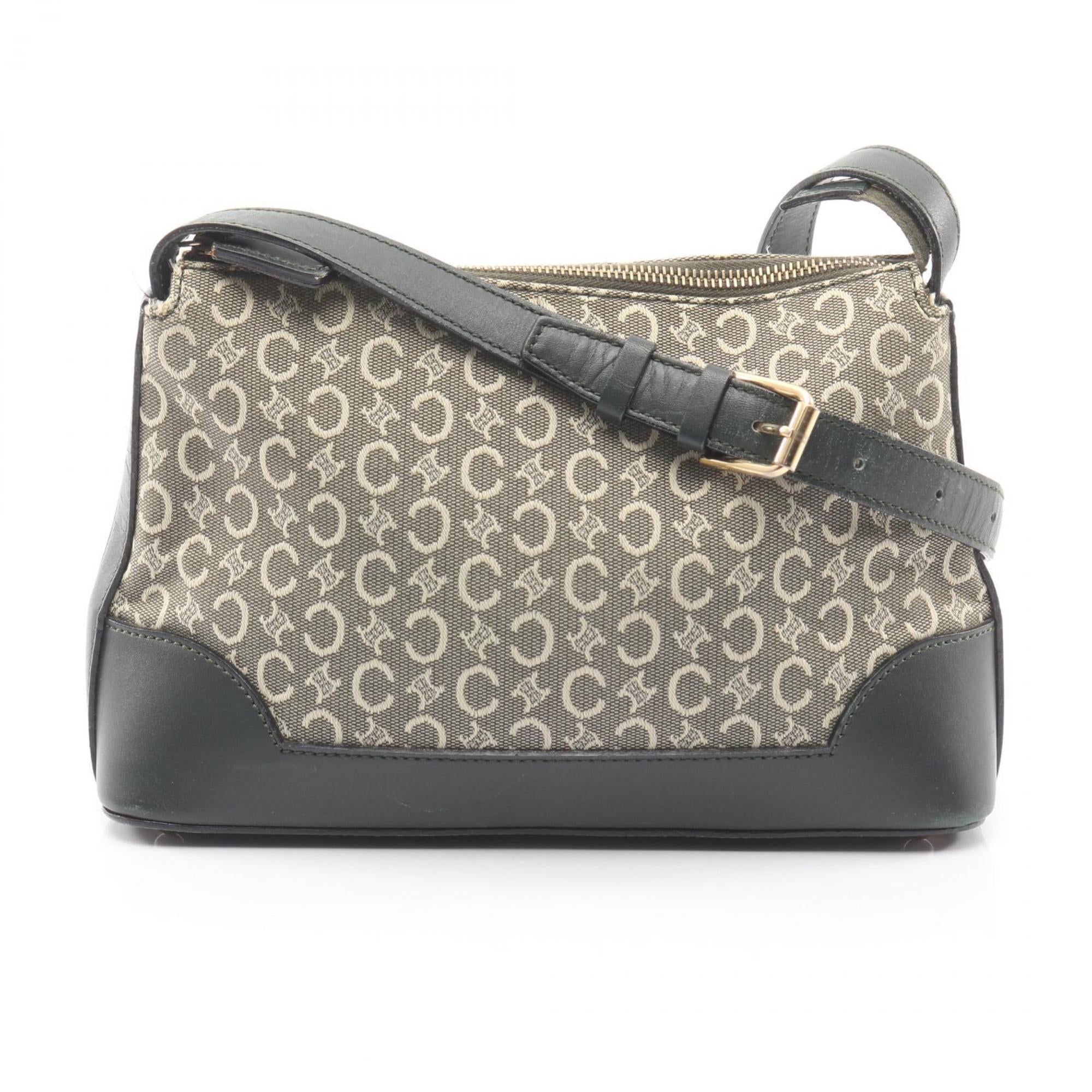 Celine Green Canvas Leather Shoulder Bag (Pre-Owned)