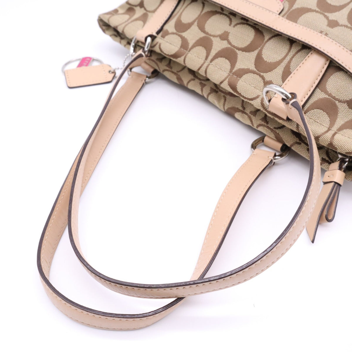 Coach Brown Pink Signature Line Tote Bag (Pre-Owned)