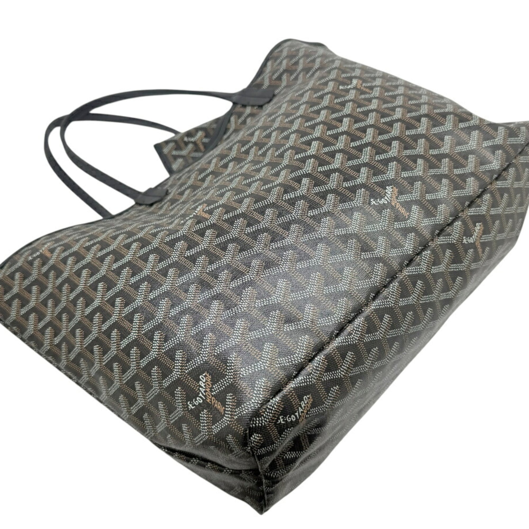 Goyard Saint Louis Black Brown Coated Canvas Leather Pouch Shoulder Bag Tote Bag (Pre-Owned)