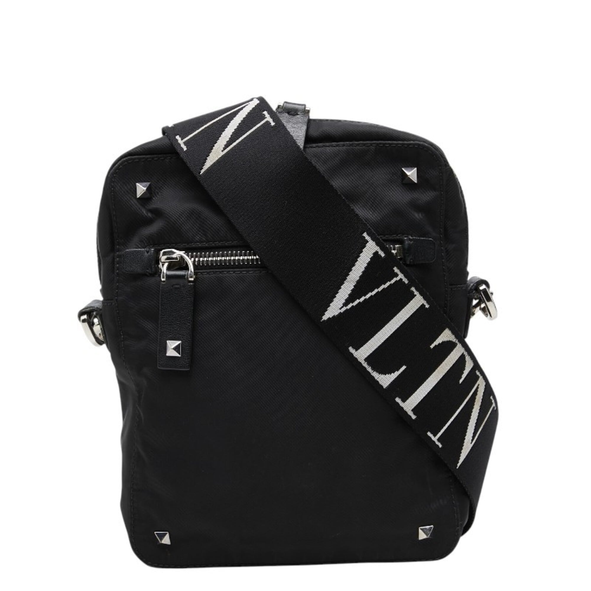 Valentino Black Nylon Leather Shoulder Bag (Pre-Owned)