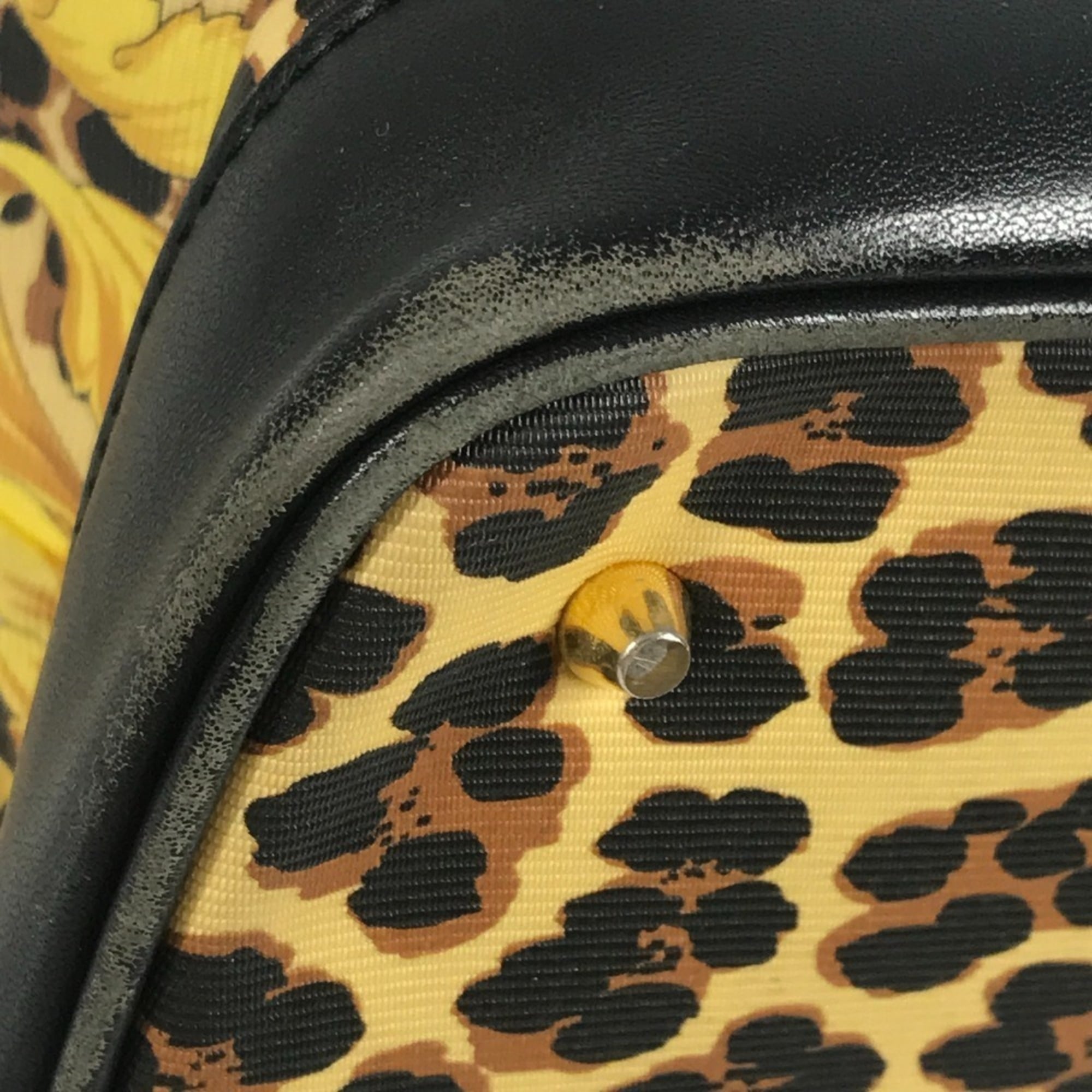 Versace Black Yellow Pvc Leather Handbag Pouch Vanity Bag (Pre-Owned)