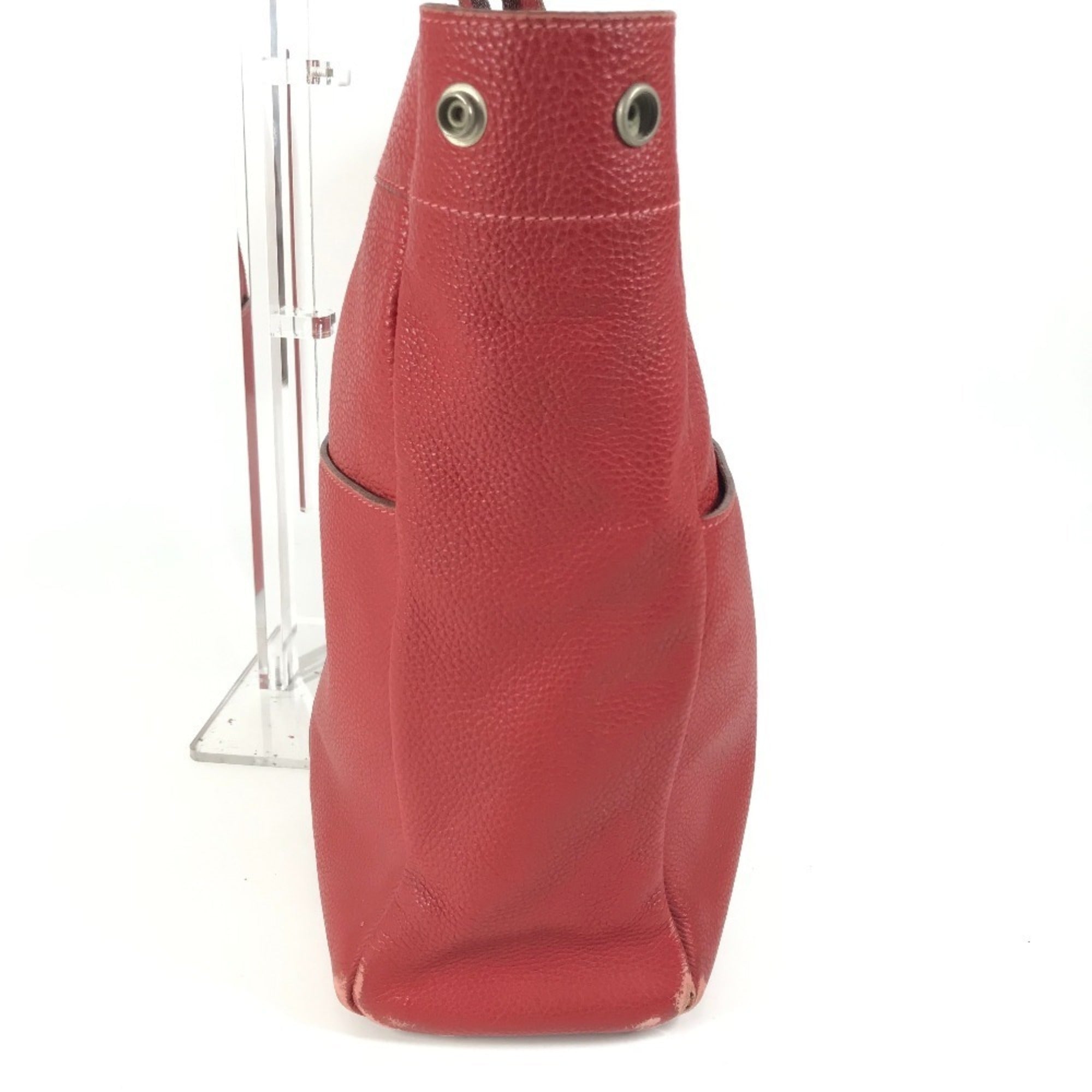 Hermes Fourre Tout Red Color Leather Handbag Tote Bag (Pre-Owned)