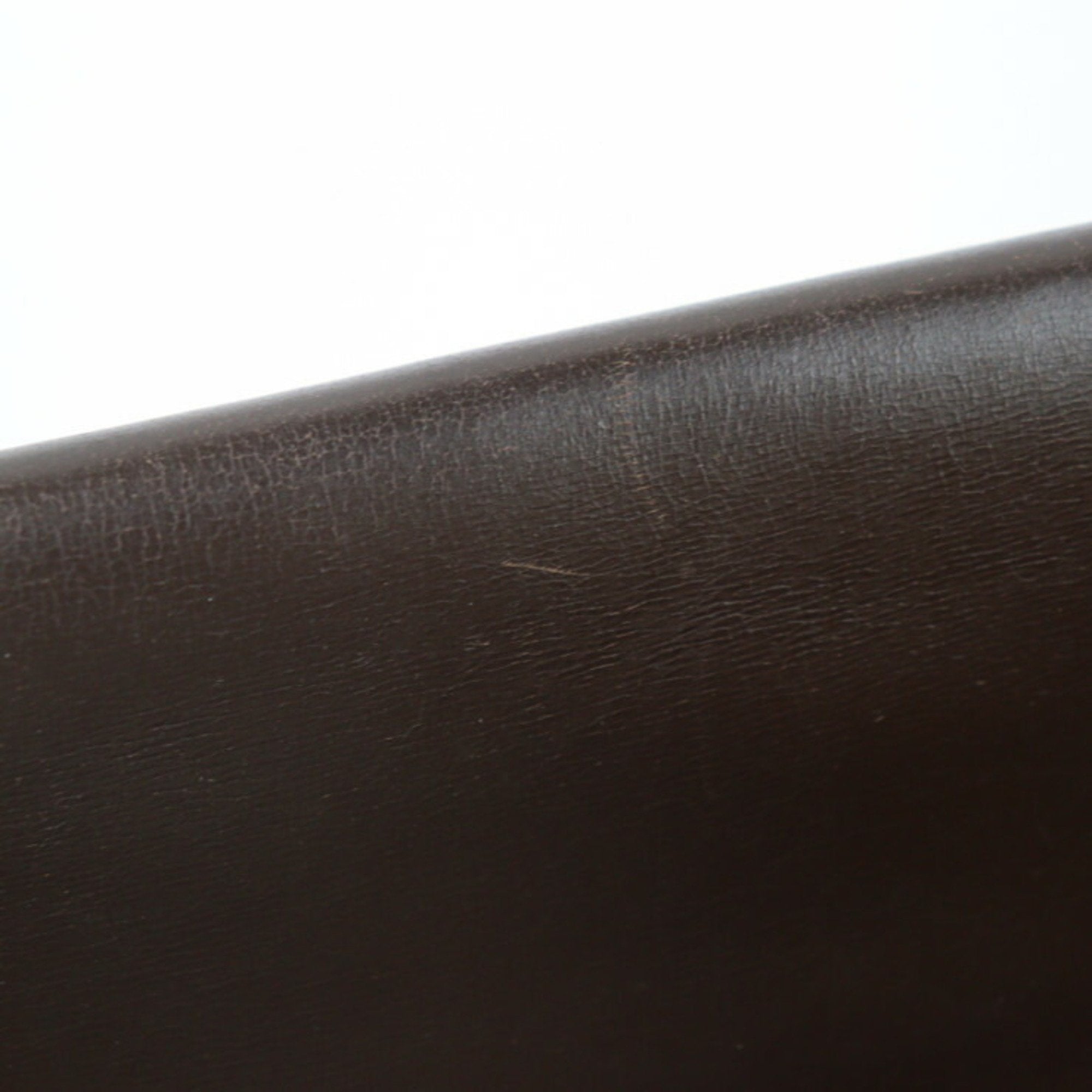 Hermes Dark Brown Box Calf Leather Clutch Bag Handbag (Pre-Owned)