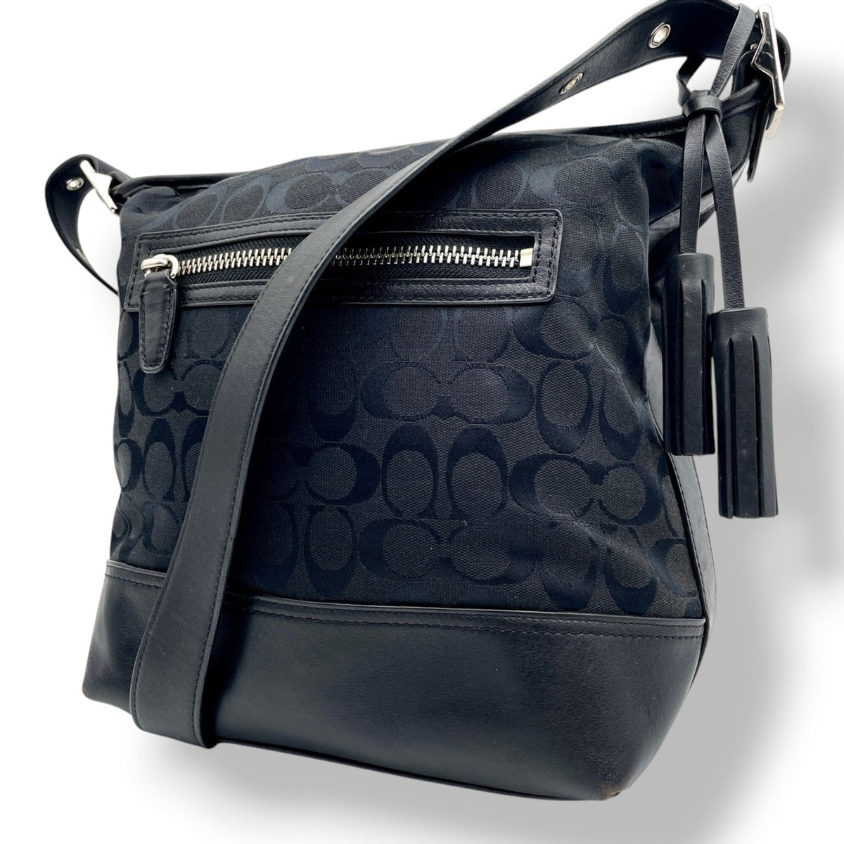 Coach Black Canvas Leather Crossbody Bag Shoulder Bag (Pre-Owned)