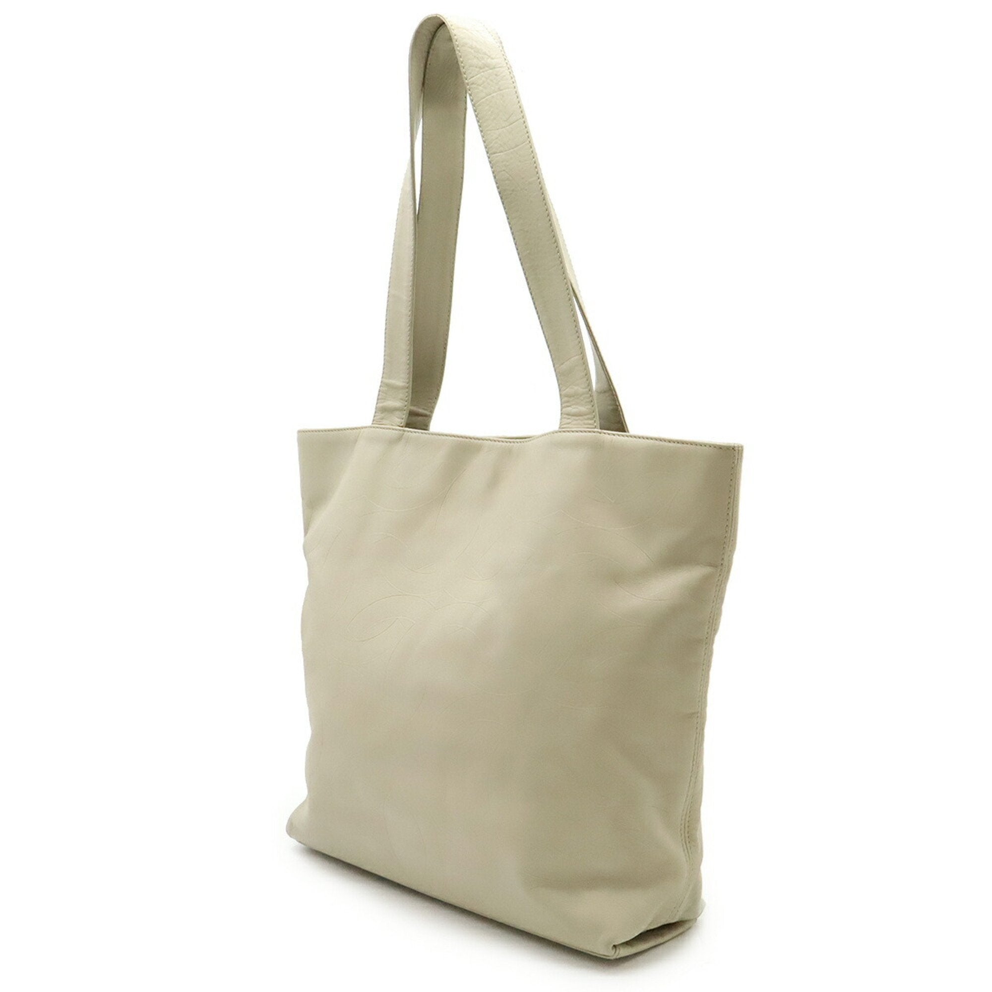 Chanel Beige Leather Shoulder Bag Tote Bag (Pre-Owned)