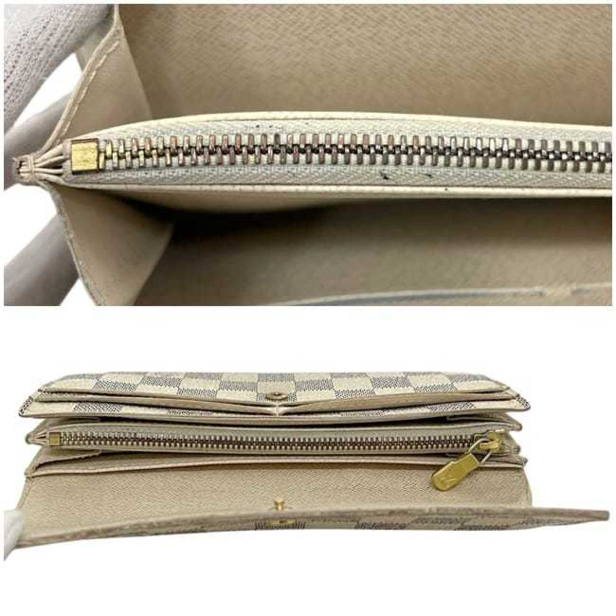 Louis Vuitton Beige Damier Azur Gray White Damier Azur Long Wallet (Bi-Fold) (Pre-Owned)