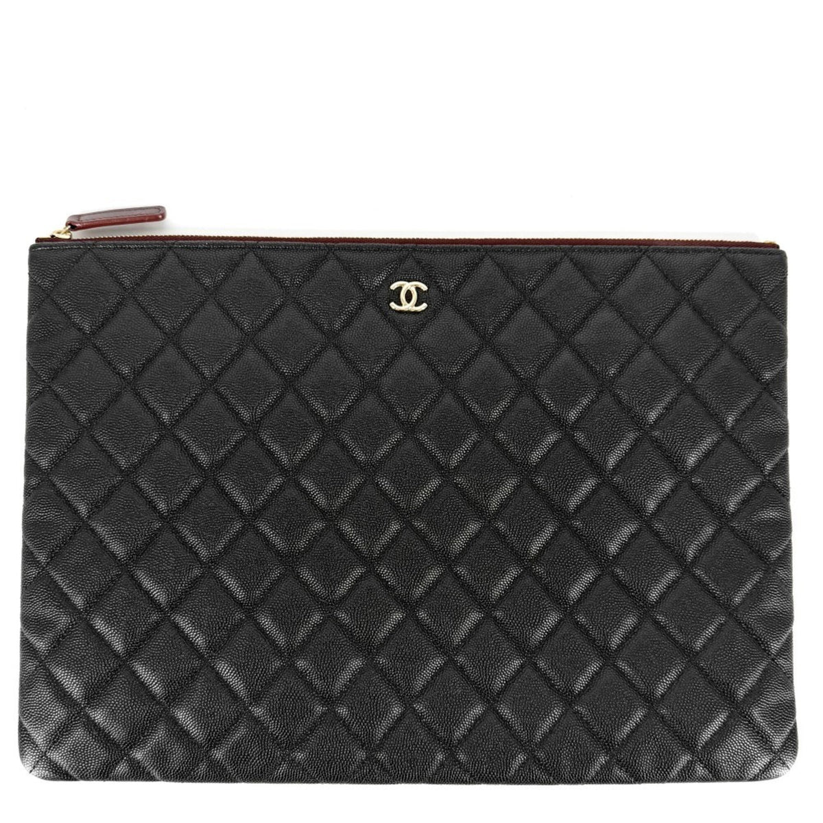 Chanel Black Grained Calfskin Clutch Bag (Pre-Owned)