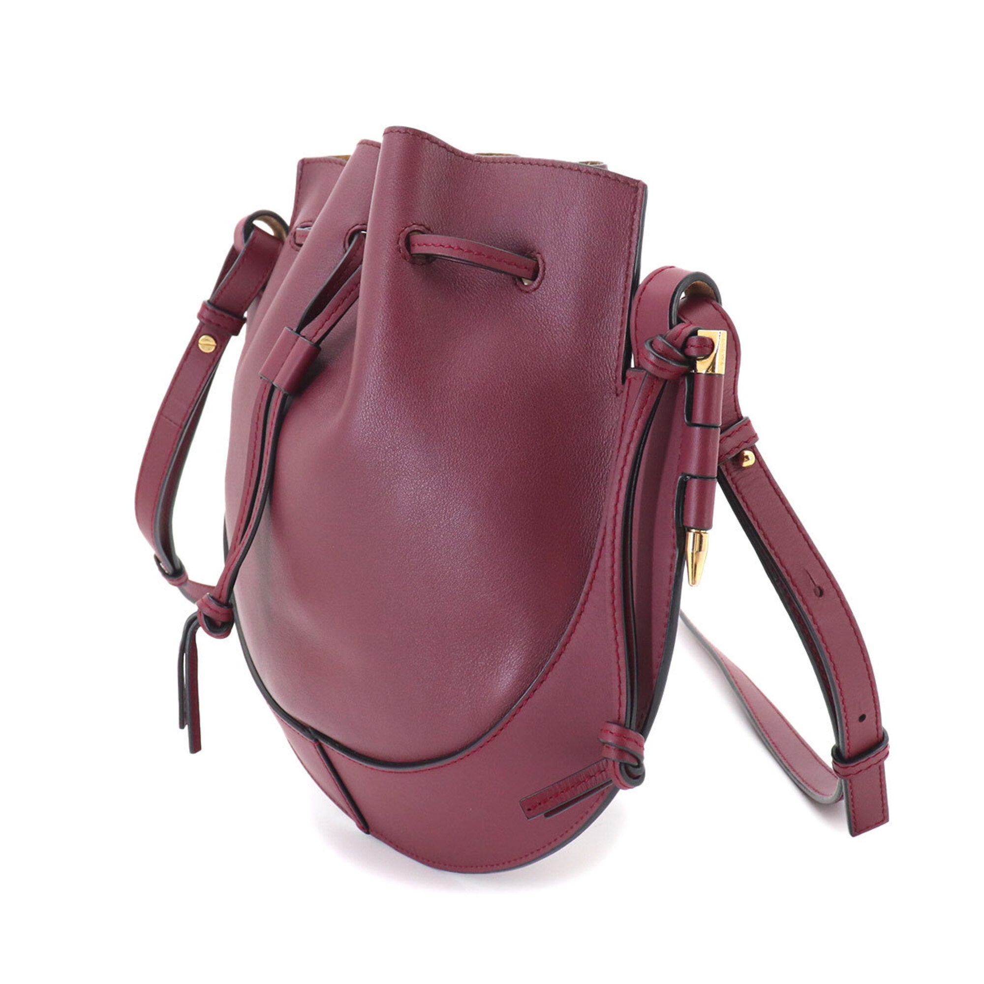 Loewe Bordeaux Leather Handbag Shoulder Bag (Pre-Owned)