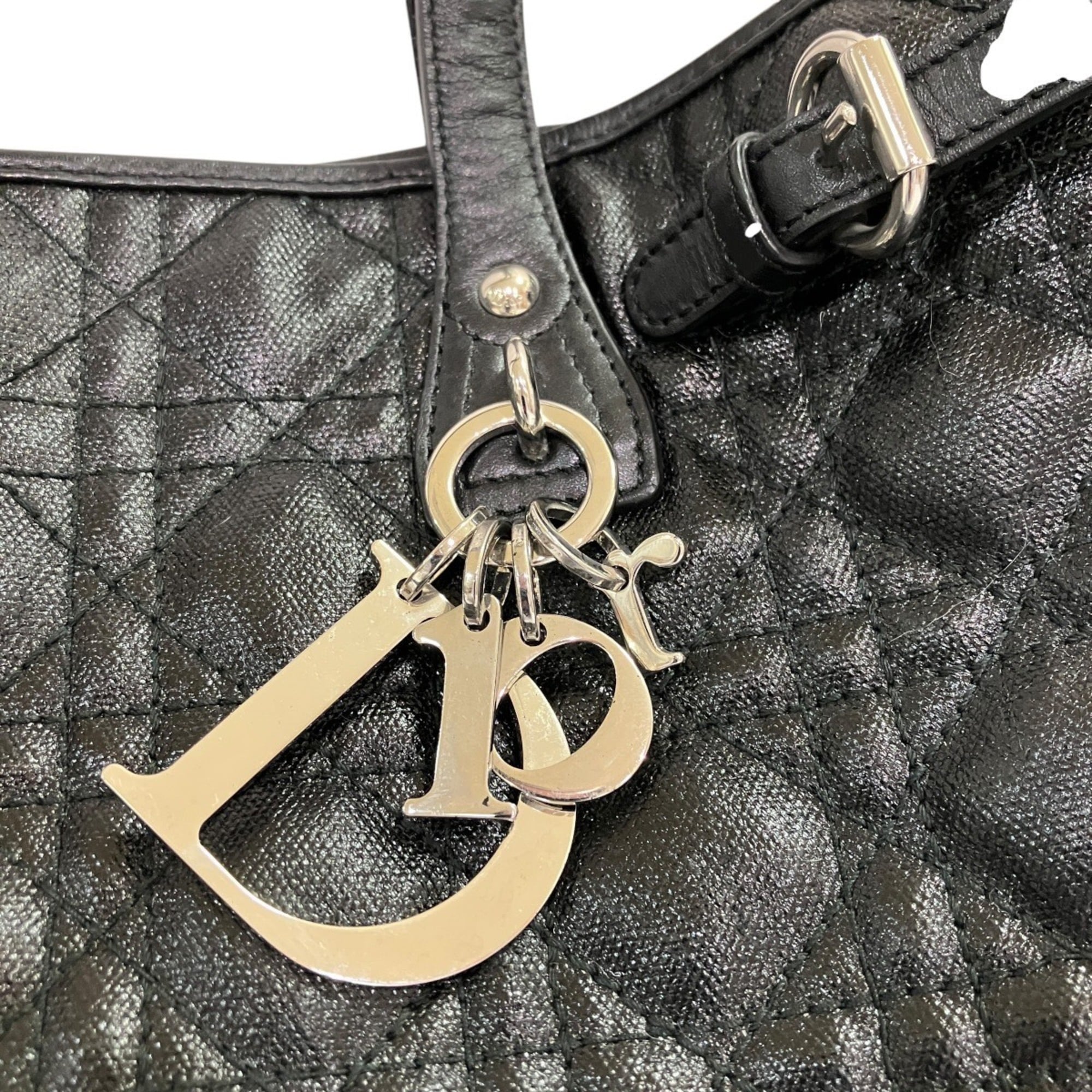 Christian Dior Black Canvas Leather Tote Bag (Pre-Owned)