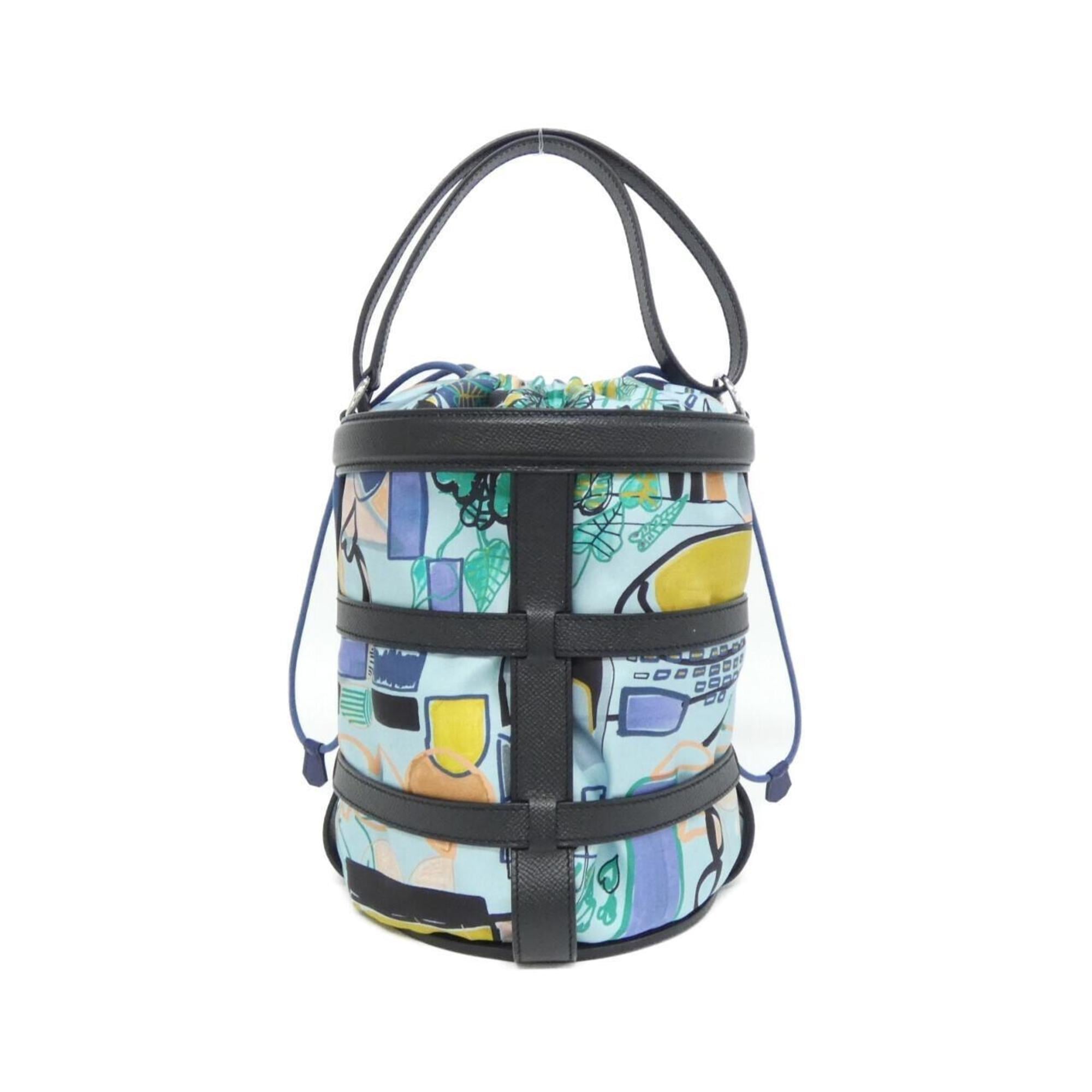 Hermes Black Blue Atoll Multi-Color Epsom Leather Silk Shoulder Bag (Pre-Owned)