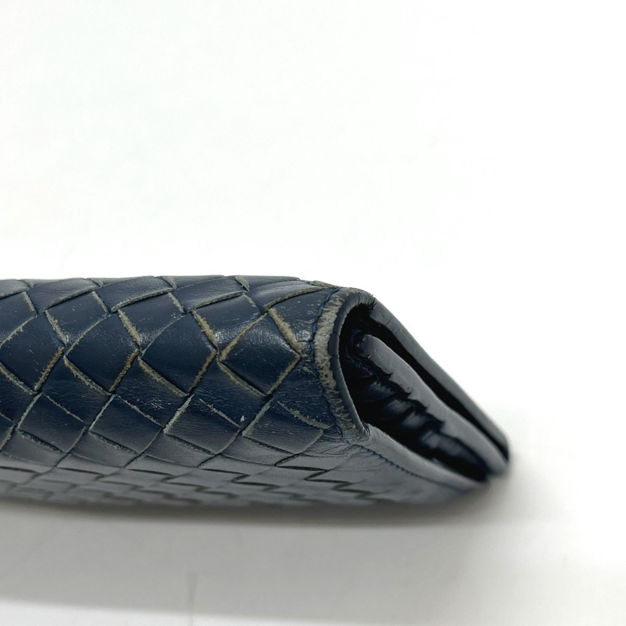 Bottega Veneta Blue Leather Long Wallet (Bi-Fold) (Pre-Owned)