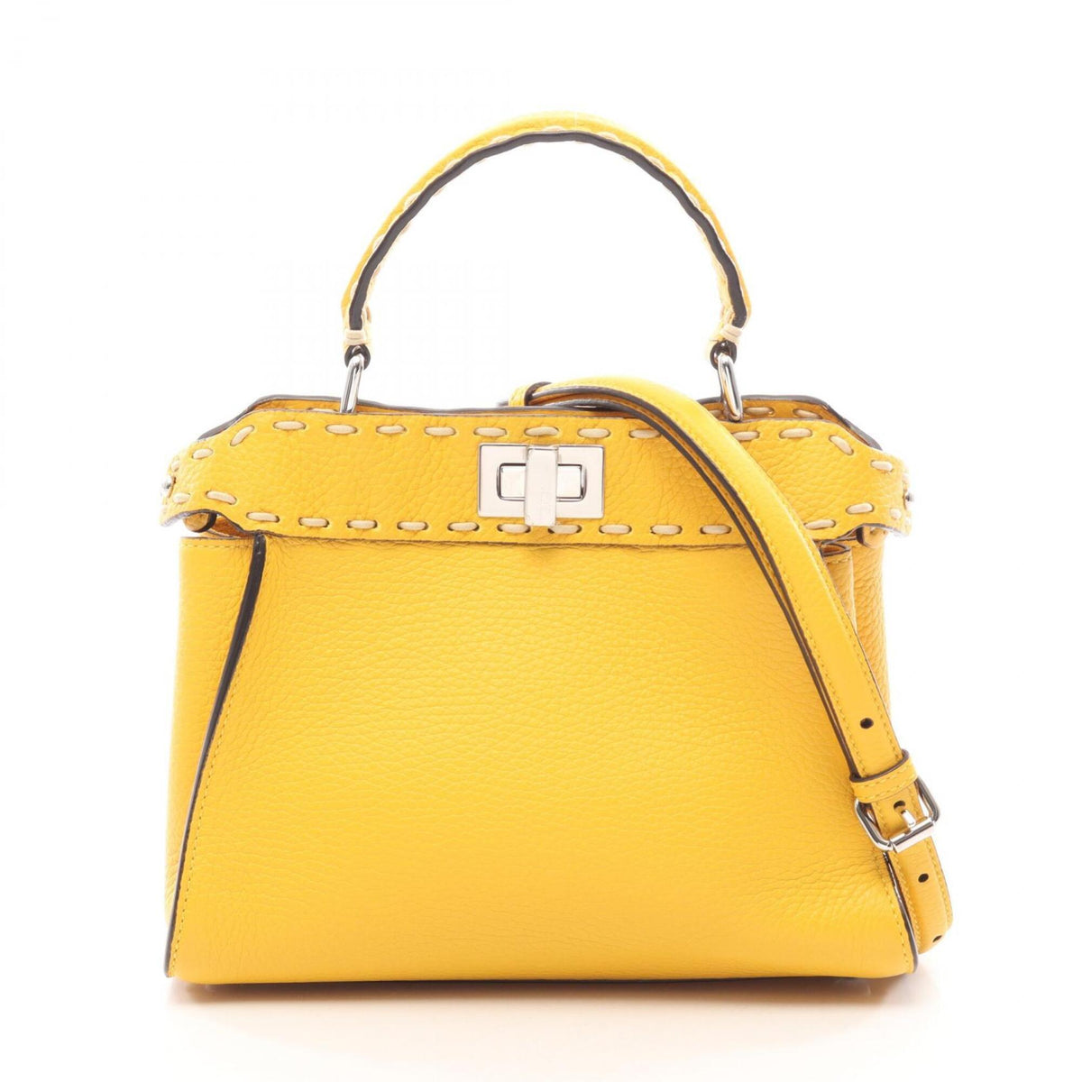 Fendi Selleria Yellow Leather Handbag (Pre-Owned)
