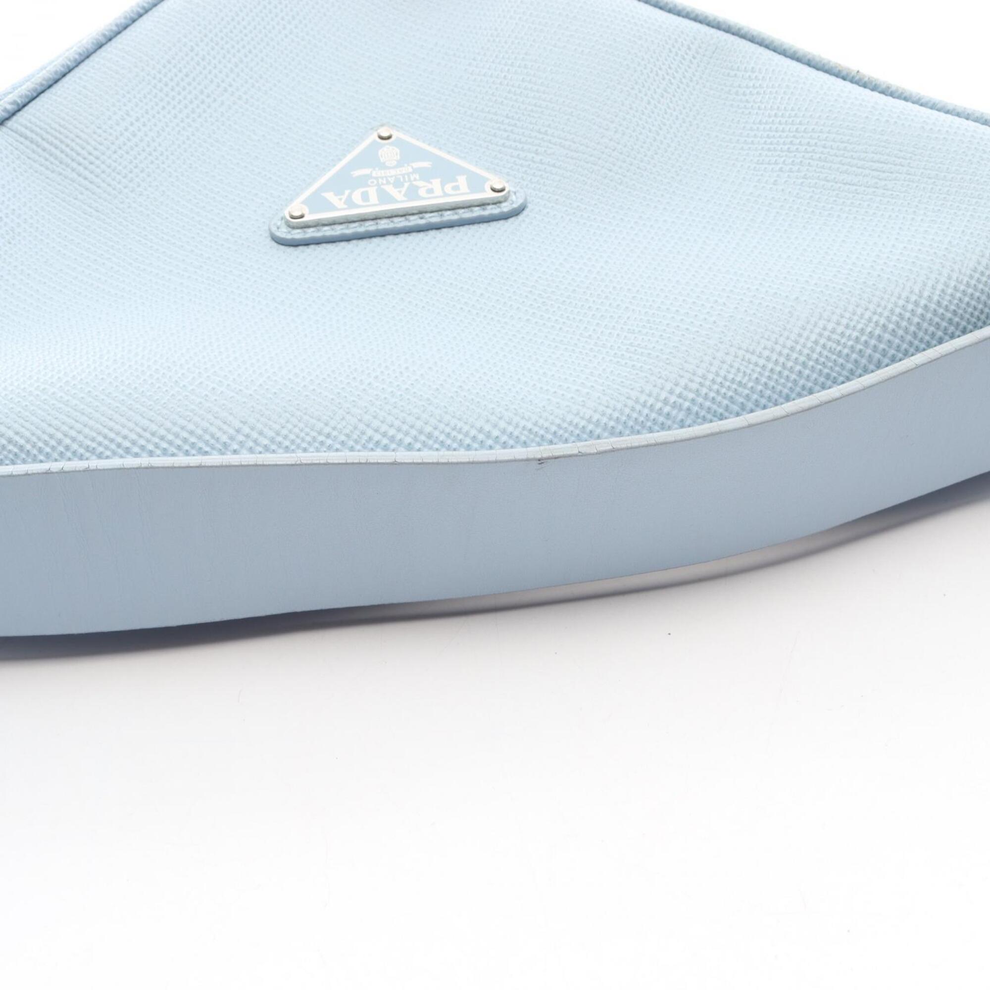 Prada Blue Leather Handbag Shoulder Bag (Pre-Owned)