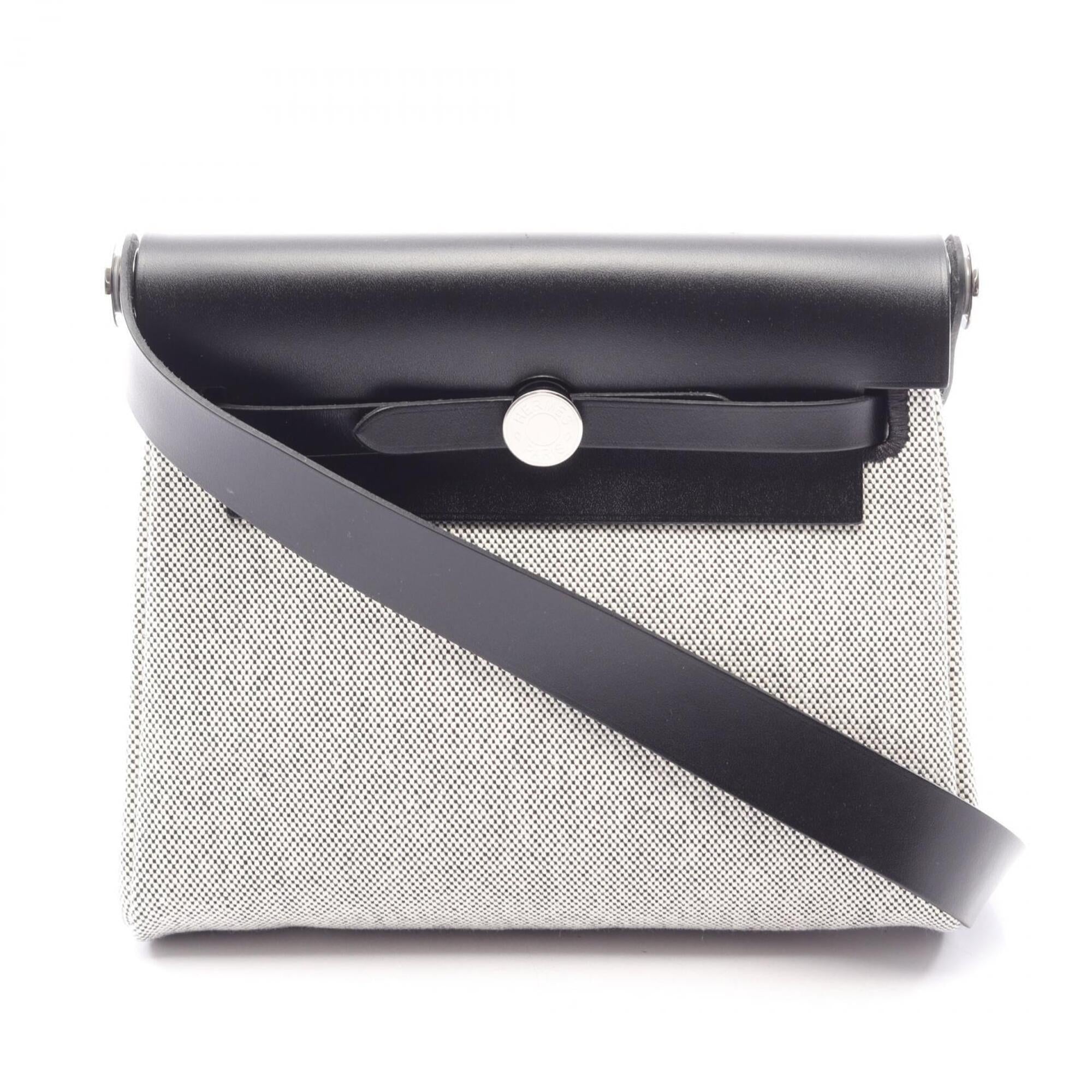 Hermes Black Gray Toile H Vache Leather Handbag Shoulder Bag (Pre-Owned)