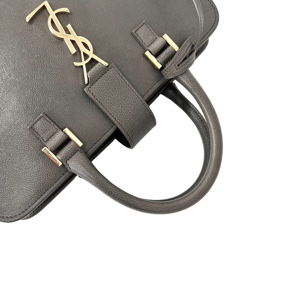 Yves Saint Laurent Gray Leather Handbag Shoulder Bag (Pre-Owned)