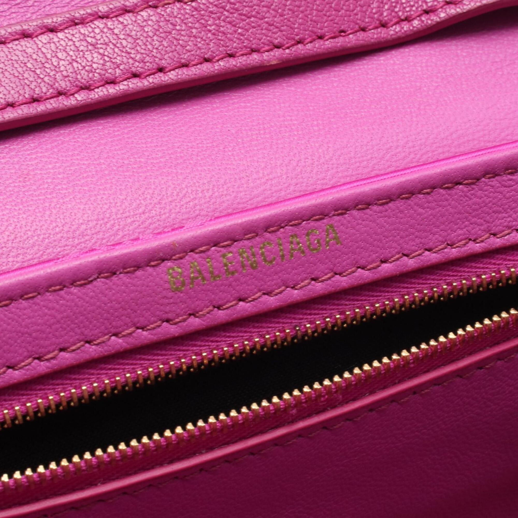 Balenciaga Pink Leather Canvas Handbag Shoulder Bag (Pre-Owned)