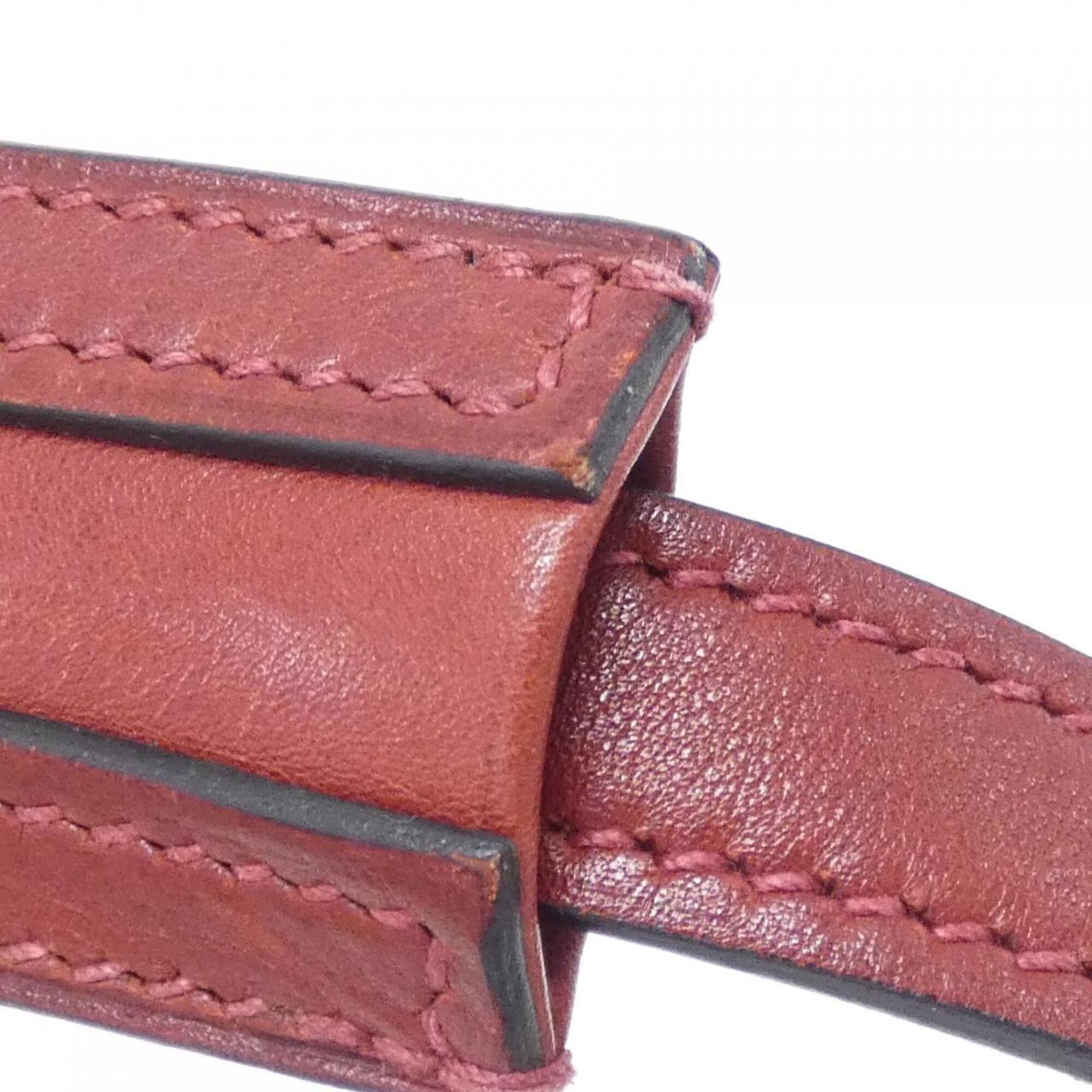 Hermes Rouge H Toile H Evercalf Leather Shoulder Bag (Pre-Owned)