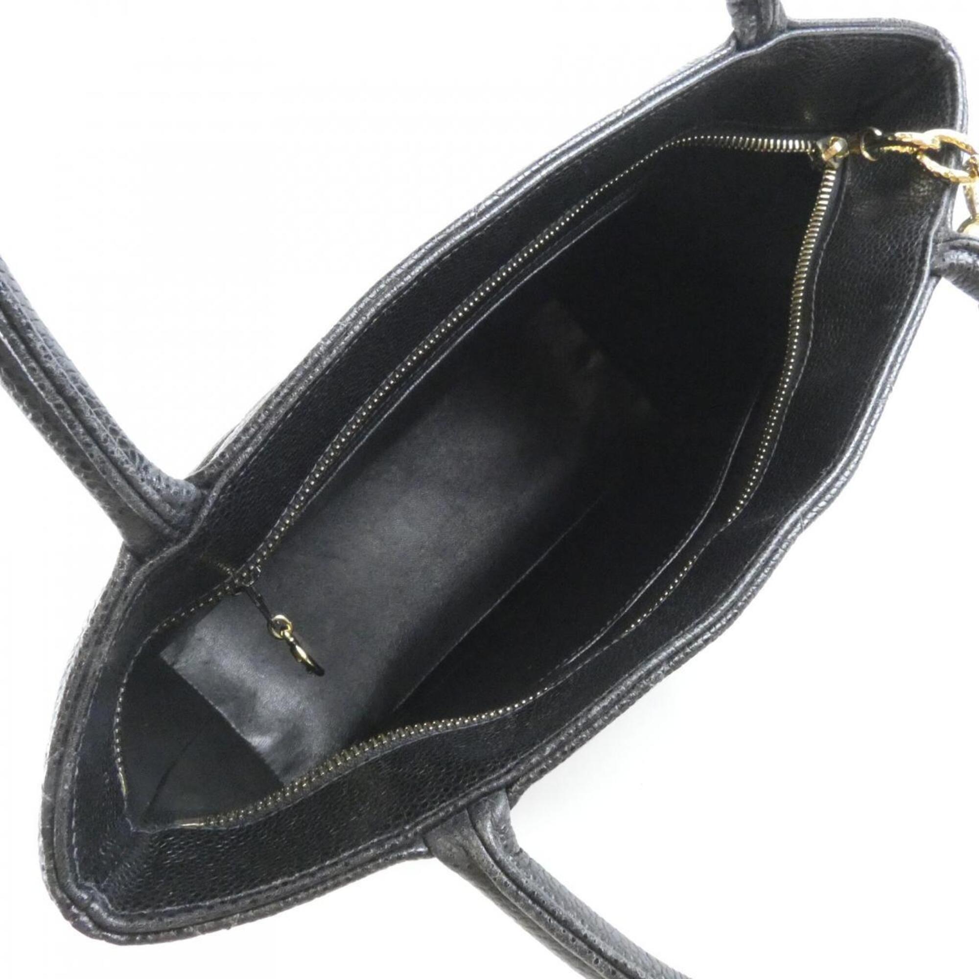 Chanel Black Grained Calfskin Handbag (Pre-Owned)