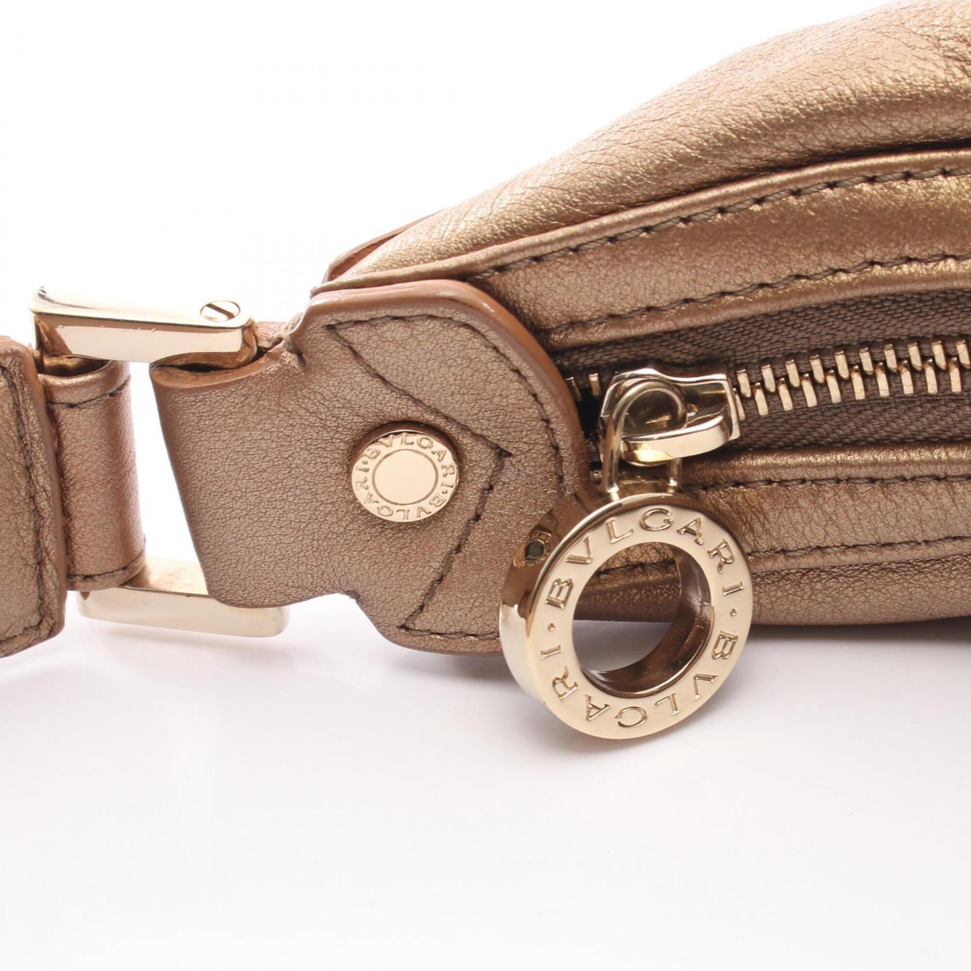 Bvlgari Gold Leather Handbag Shoulder Bag (Pre-Owned)