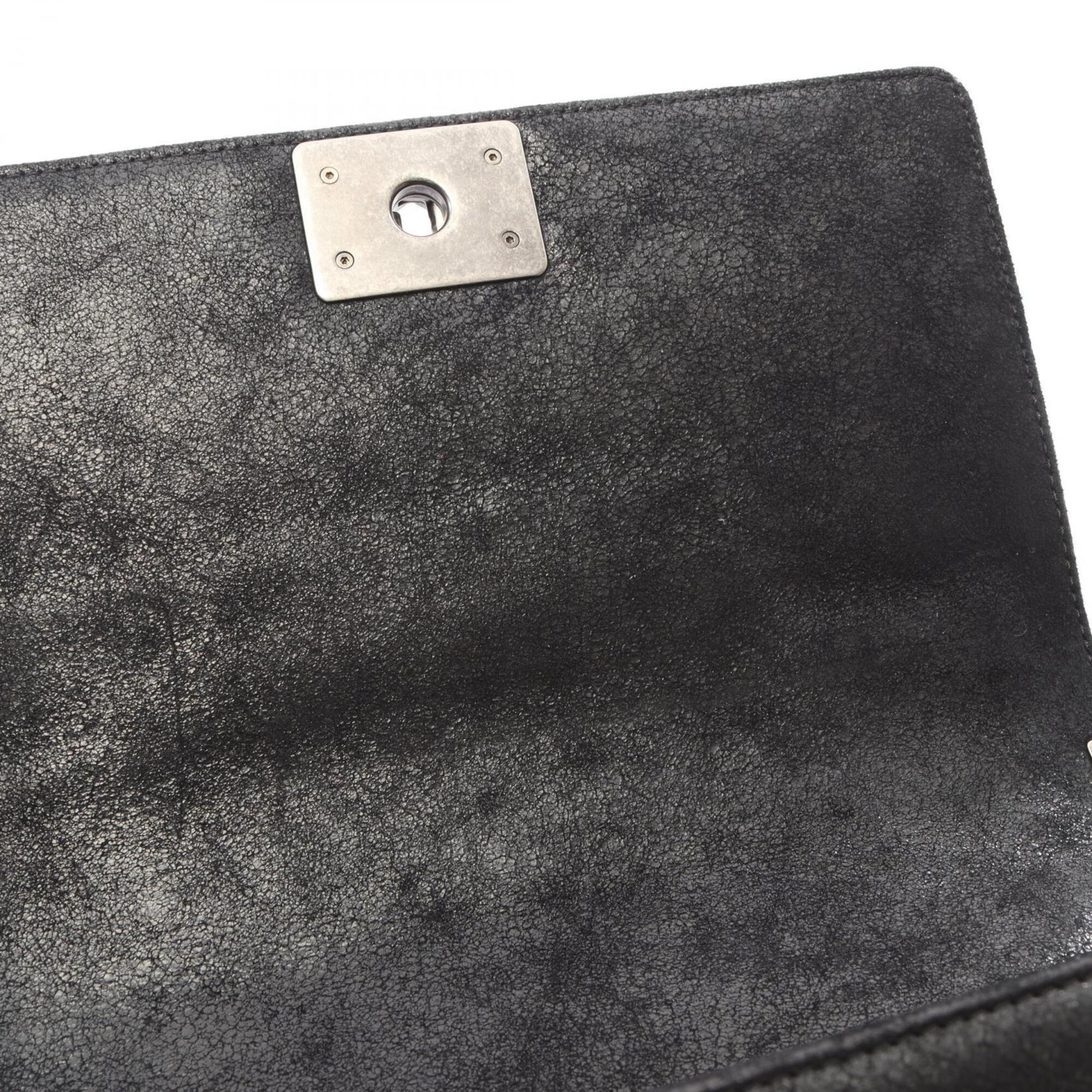Chanel Black Leather Handbag Shoulder Bag (Pre-Owned)