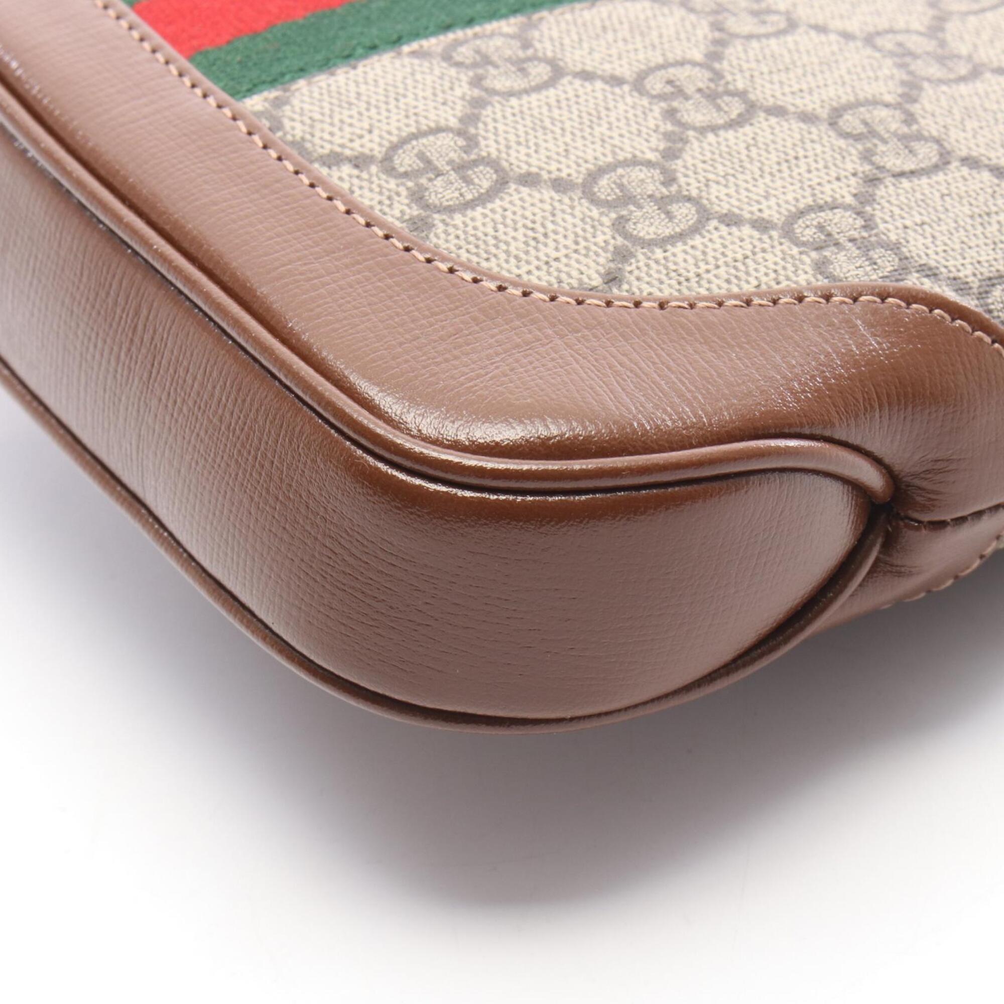 Gucci Beige Brown Multi-Color Coated Canvas Leather Handbag (Pre-Owned)