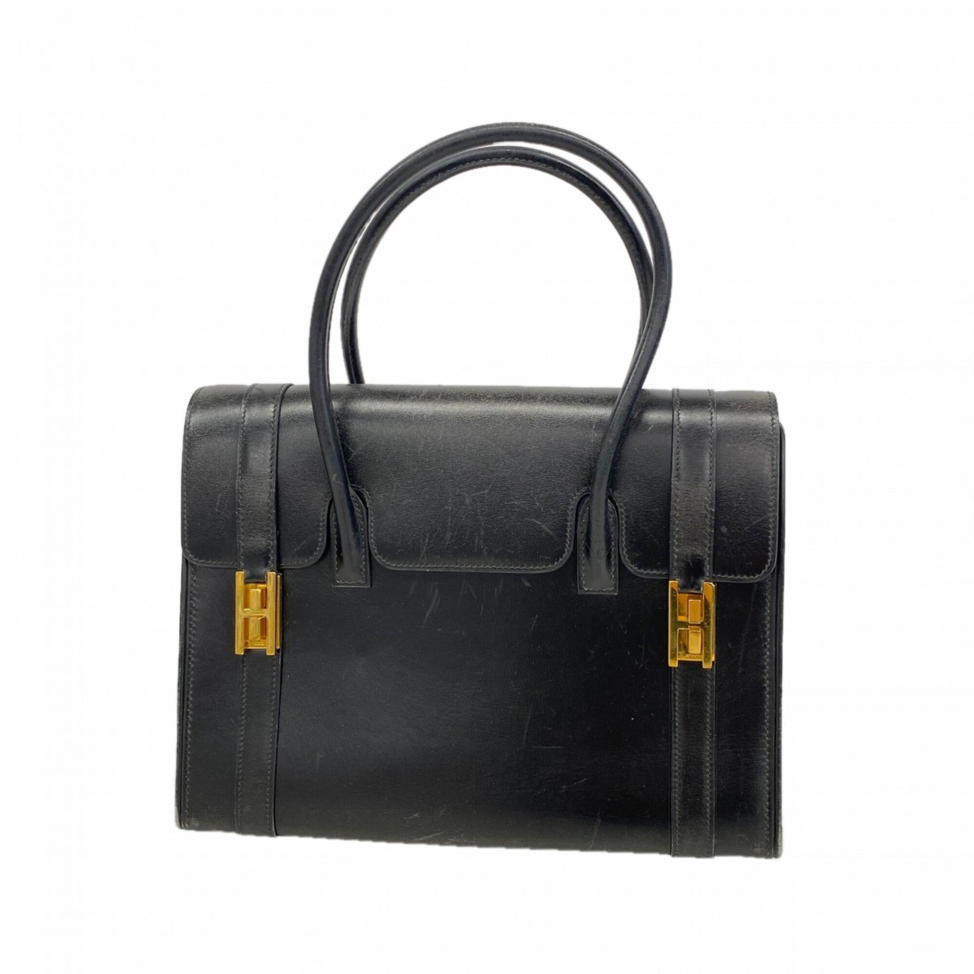 Hermes Black Box Calf Leather Handbag (Pre-Owned)