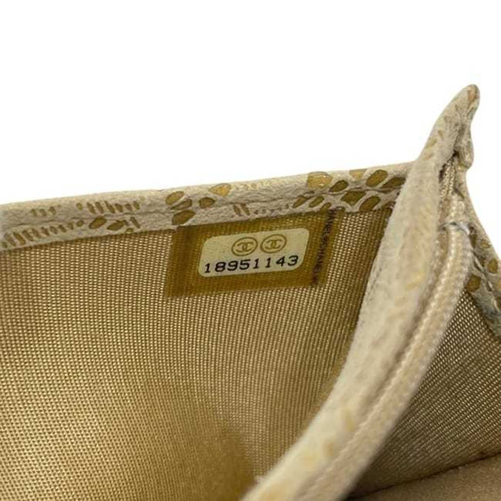 Chanel Beige Leather Long Wallet (Bi-Fold) (Pre-Owned)
