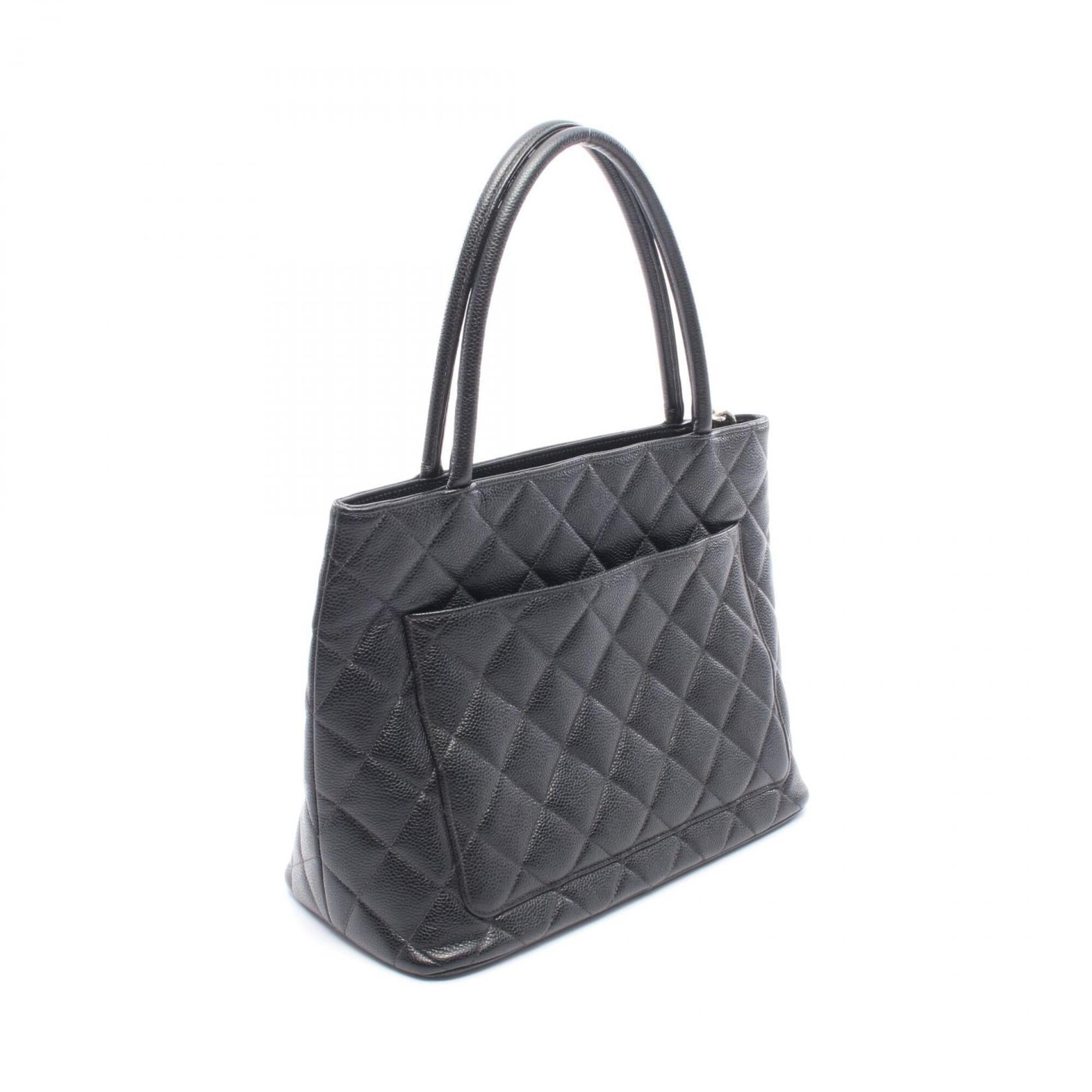 Chanel Black Grained Calfskin Handbag Tote Bag (Pre-Owned)