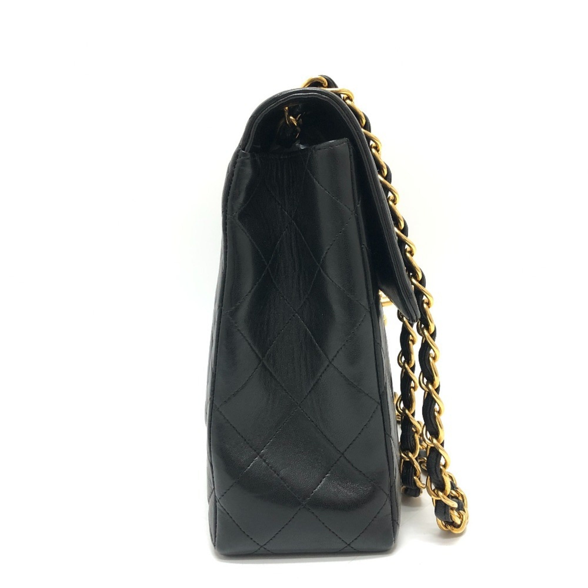 Chanel Black Leather Handbag Shoulder Bag (Pre-Owned)