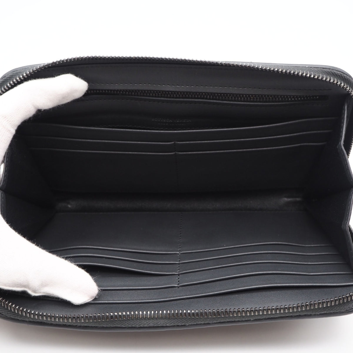 Bottega Veneta Intrecciato Gray Leather Long Wallet (Bi-Fold) (Pre-Owned)
