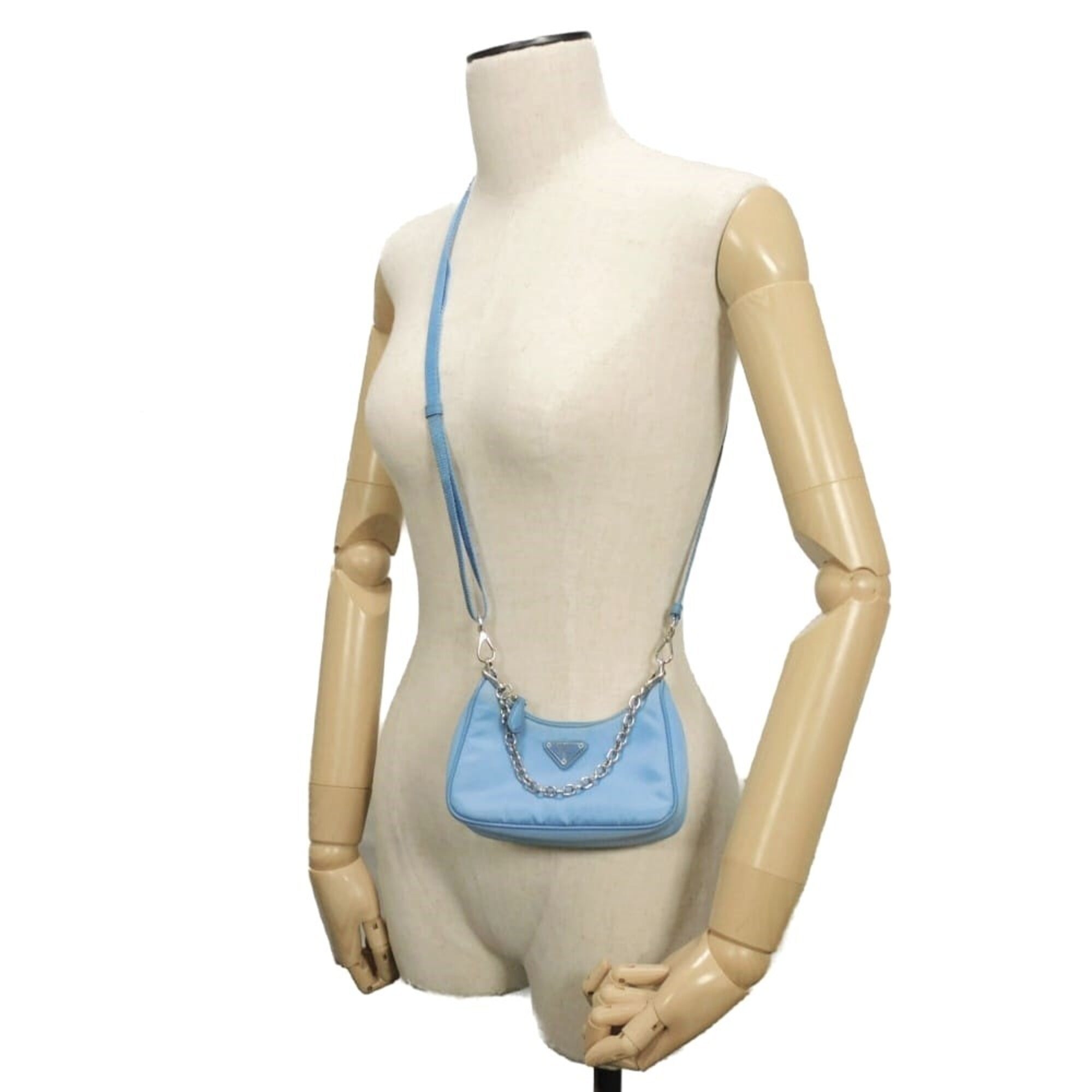 Prada Blue Nylon Pouch Shoulder Bag (Pre-Owned)