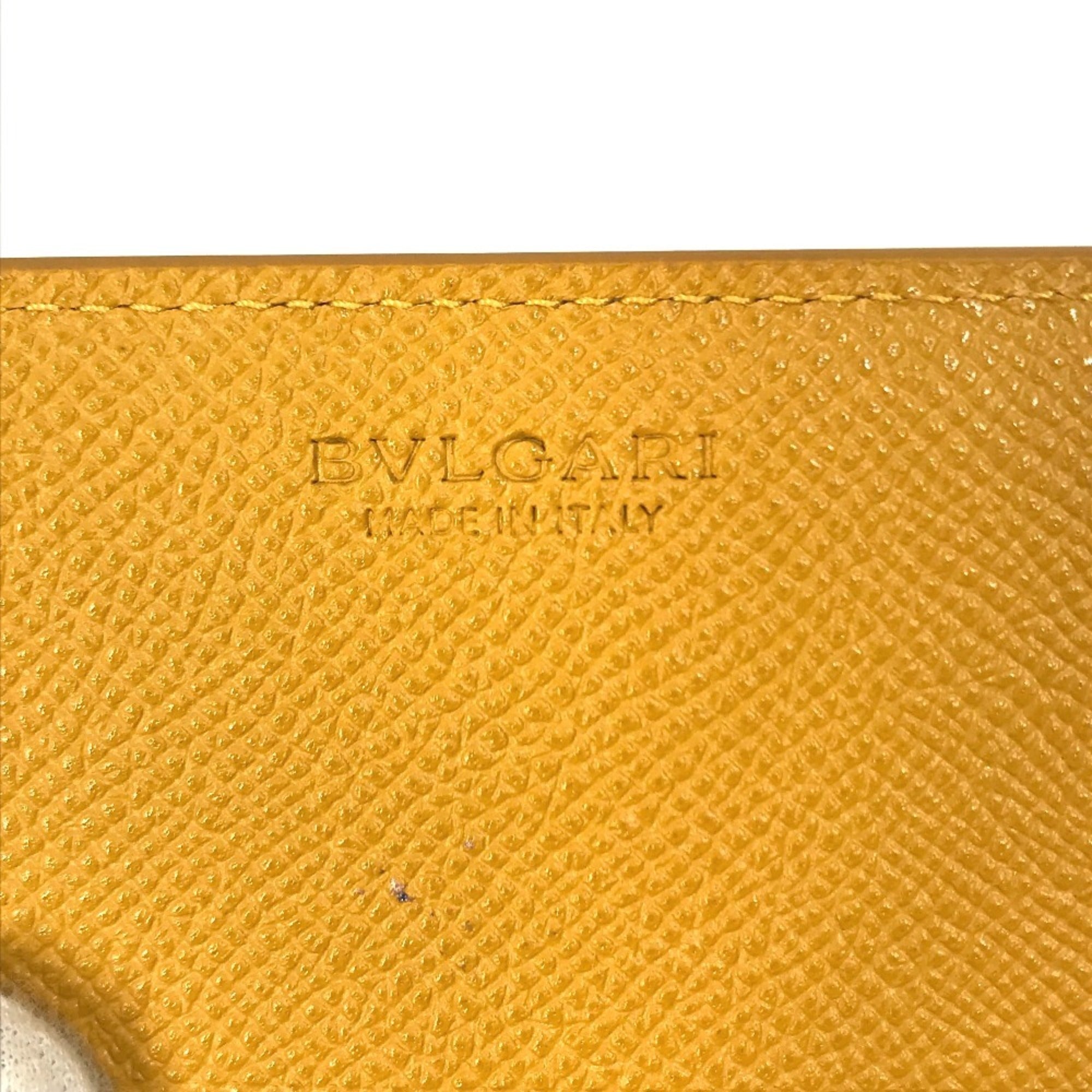 Bvlgari Gray Yellow Leather Long Wallet (Bi-Fold) (Pre-Owned)