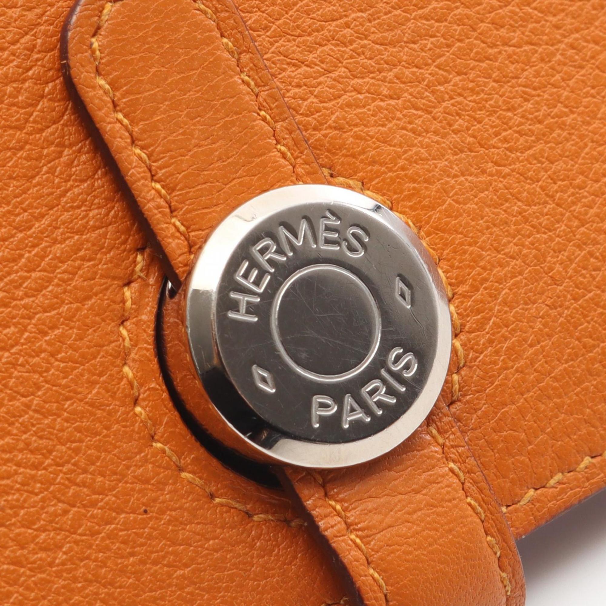 Hermes Orange Leather Long Wallet (Bi-Fold) (Pre-Owned)