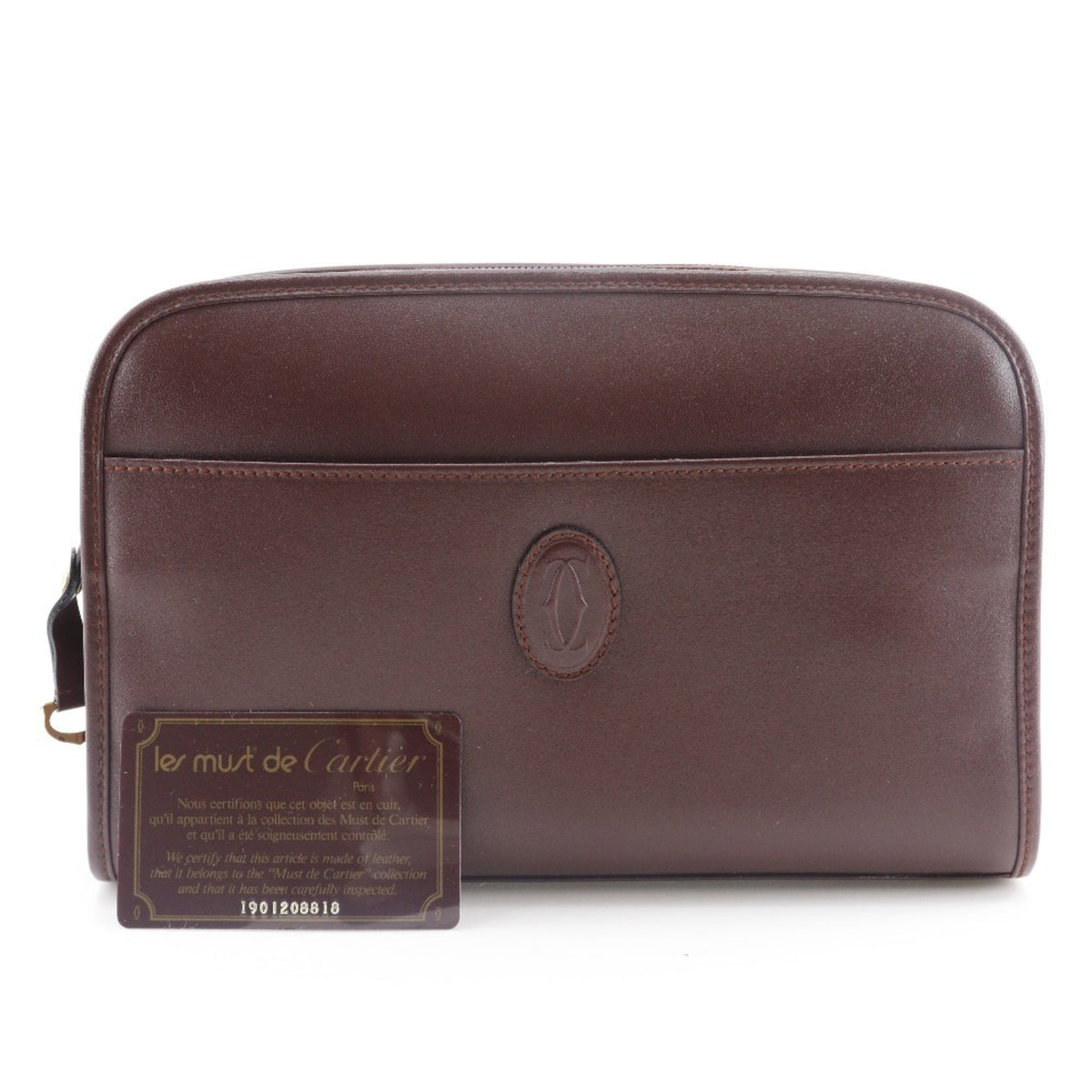 Cartier Must Bordeaux Red Color Wine Red Leather Clutch Bag (Pre-Owned)