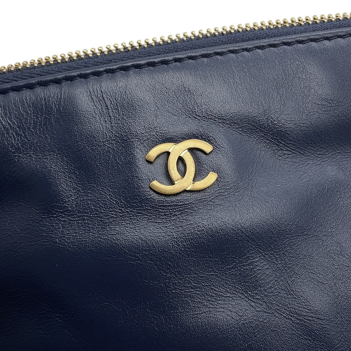 Chanel Matelasse Navy Leather Handbag Pouch (Pre-Owned)